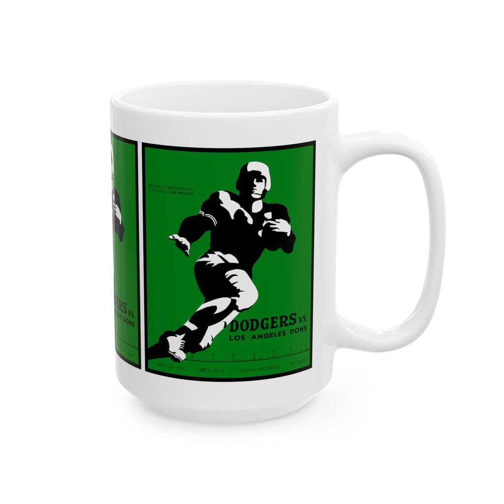 1947 Football Los Angeles Dons- Brooklyn Dodgers Program Cover Ceramic Mug — Vintage Football Design (11oz, 15oz)