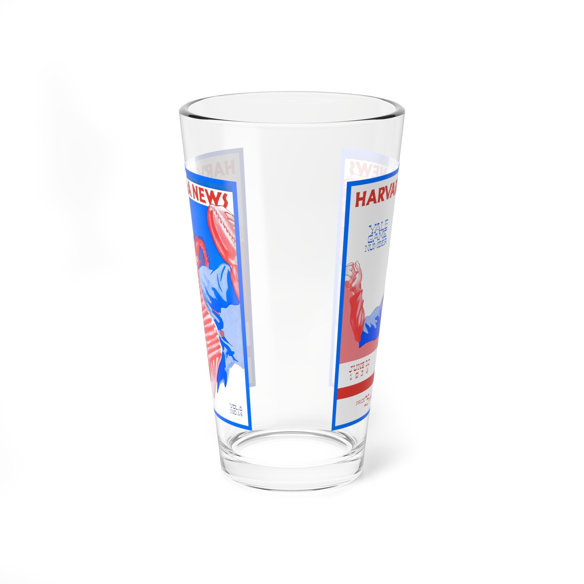 Mixing Glass, 16oz - Vintage 1934 Baseball Harvard Yale Memorabilia, Bartender Gift, Unique Barware, Sports Fan Decor, Game Day Glassware