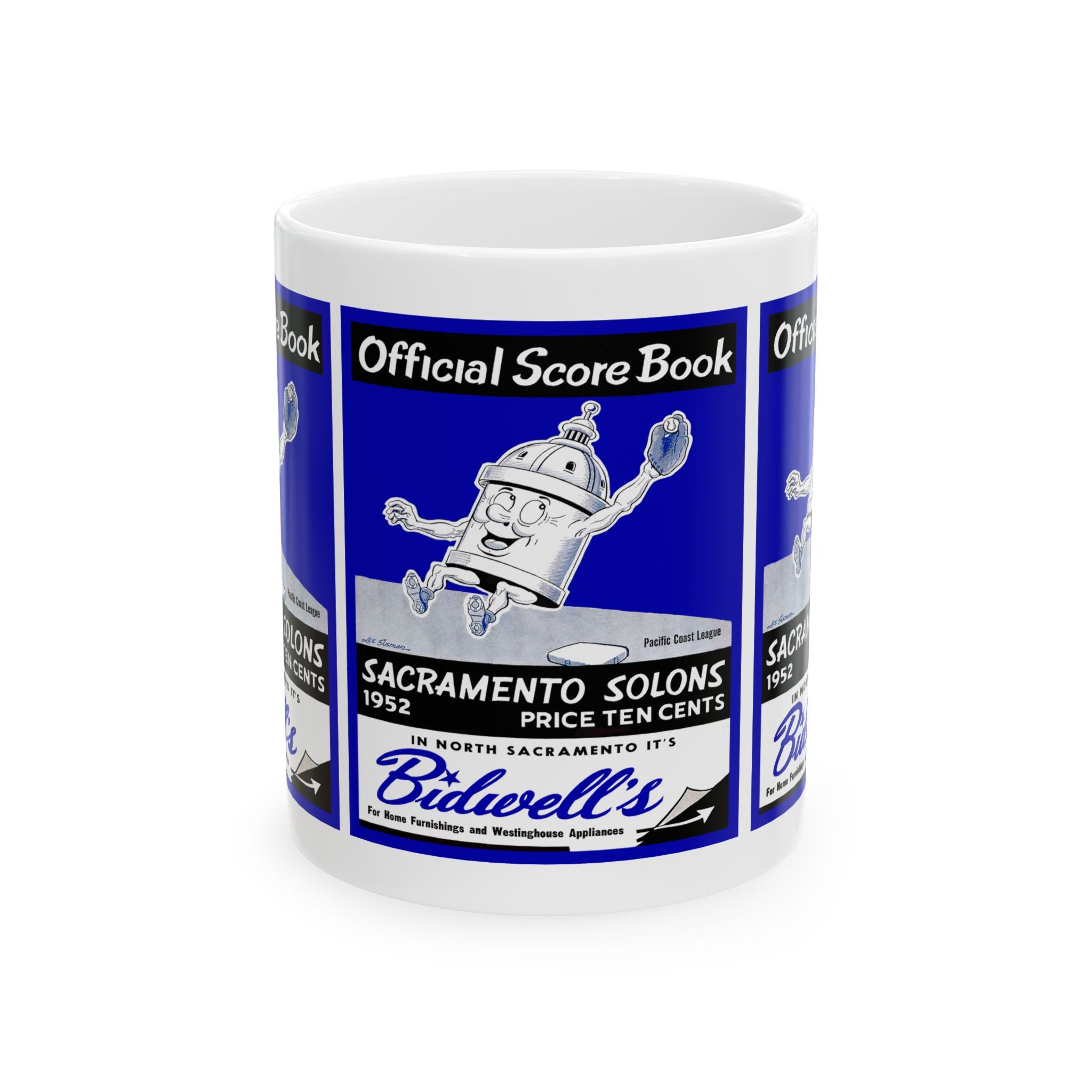 1952 Vintage Sacramento Solons Baseball Score Book Cover - Ceramic Mug, 11oz