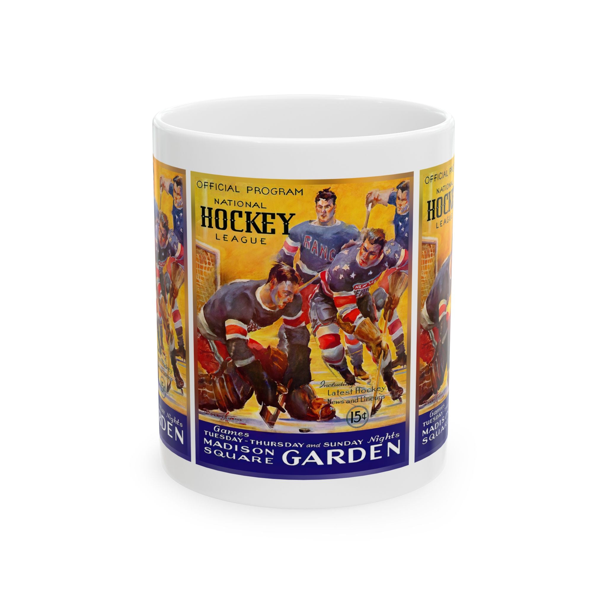 Retro Hockey Ceramic Mug, 1935-1936 New York Americans Sports Fan Gift Cup, Coffee Tea Drinkware, NHL Team History Memorabilia, Hockey Lover