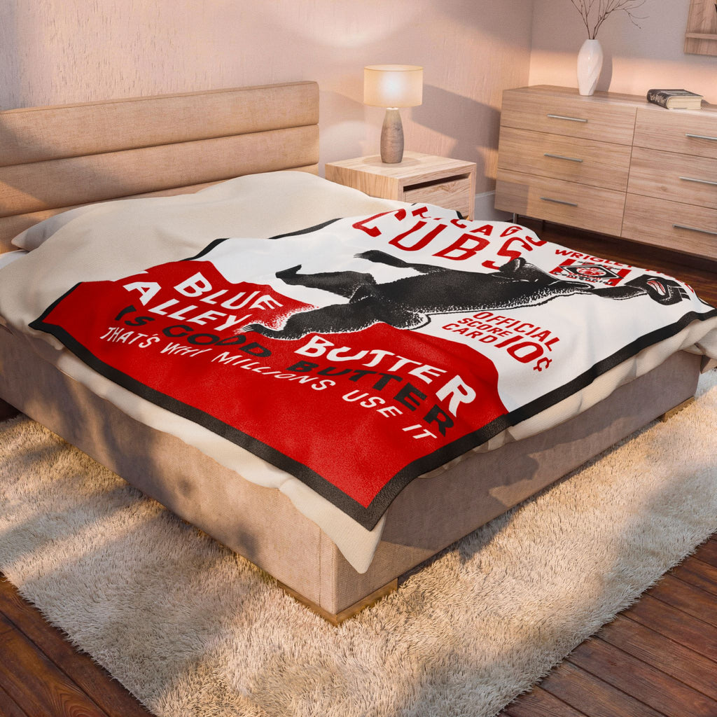Velveteen Plush Blanket - 1939 Baseball Chicago Cubs, Sports Throw, Cozy Cubs Fan Gift, Retro Sports Decor, Baseball Lover Gift