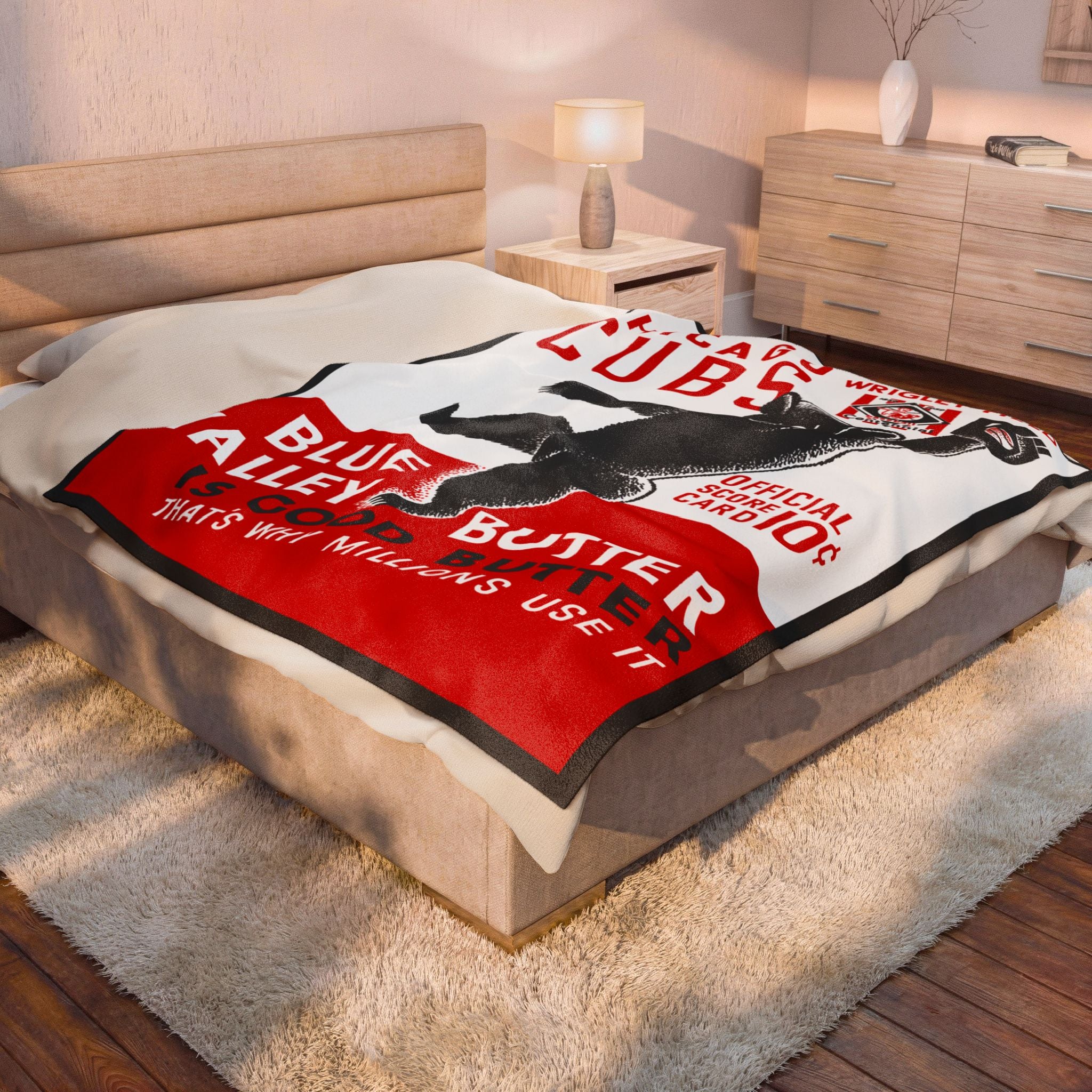 Velveteen Plush Blanket - 1939 Baseball Chicago Cubs, Sports Throw, Cozy Cubs Fan Gift, Retro Sports Decor, Baseball Lover Gift