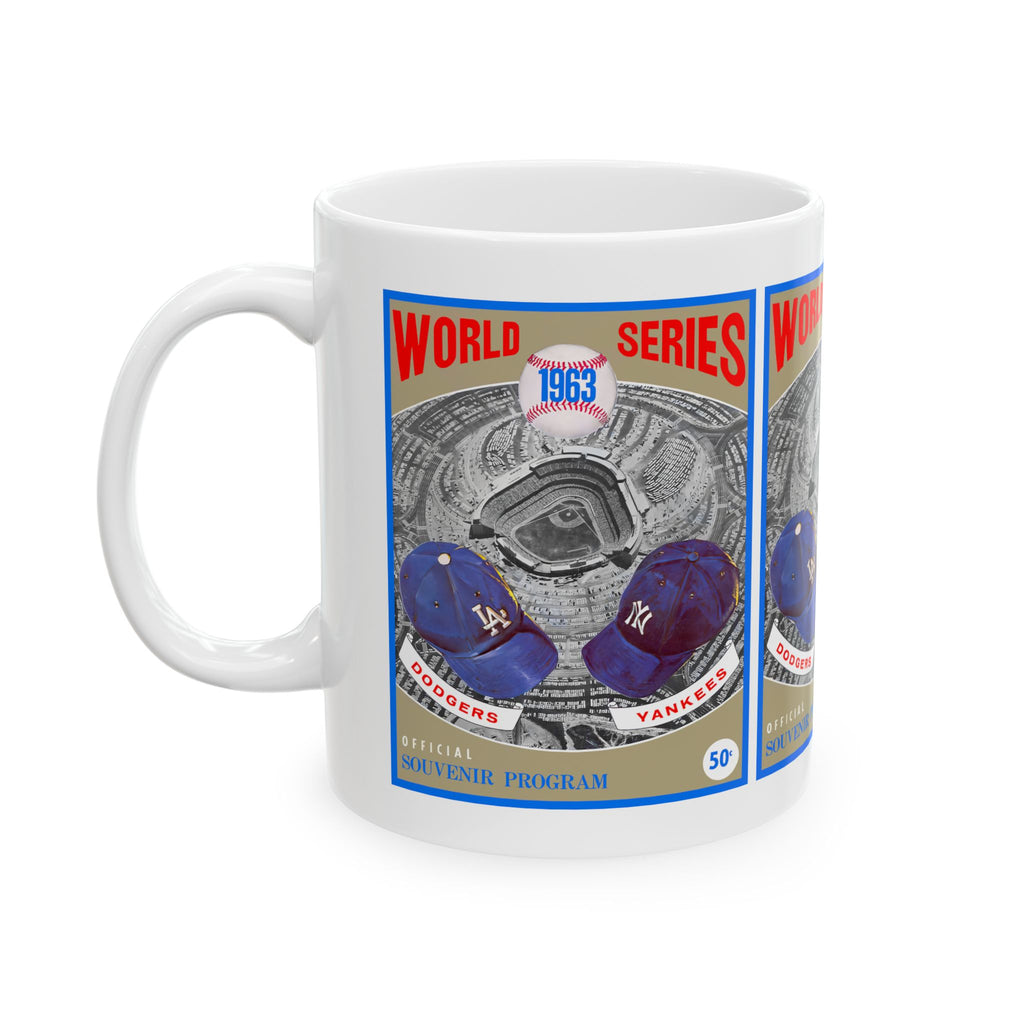 Baseball World Series Ceramic Mug, 1963 Dodgers vs Yankees, Sports Fan Gift, Coffee Cup, Tea Mug, Baseball Lover Gift, Baseball Fan Mug