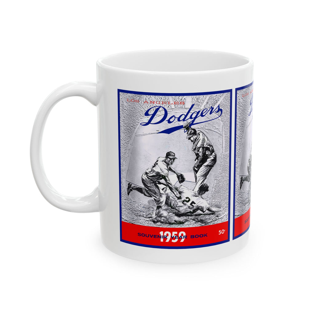 Ceramic Mug, 1959 Baseball Dodgers Yearbook Design, Sports Fan Gift, Baseball Lover Cup, Vintage Yearbook Theme Mug, Baseball Memorabilia