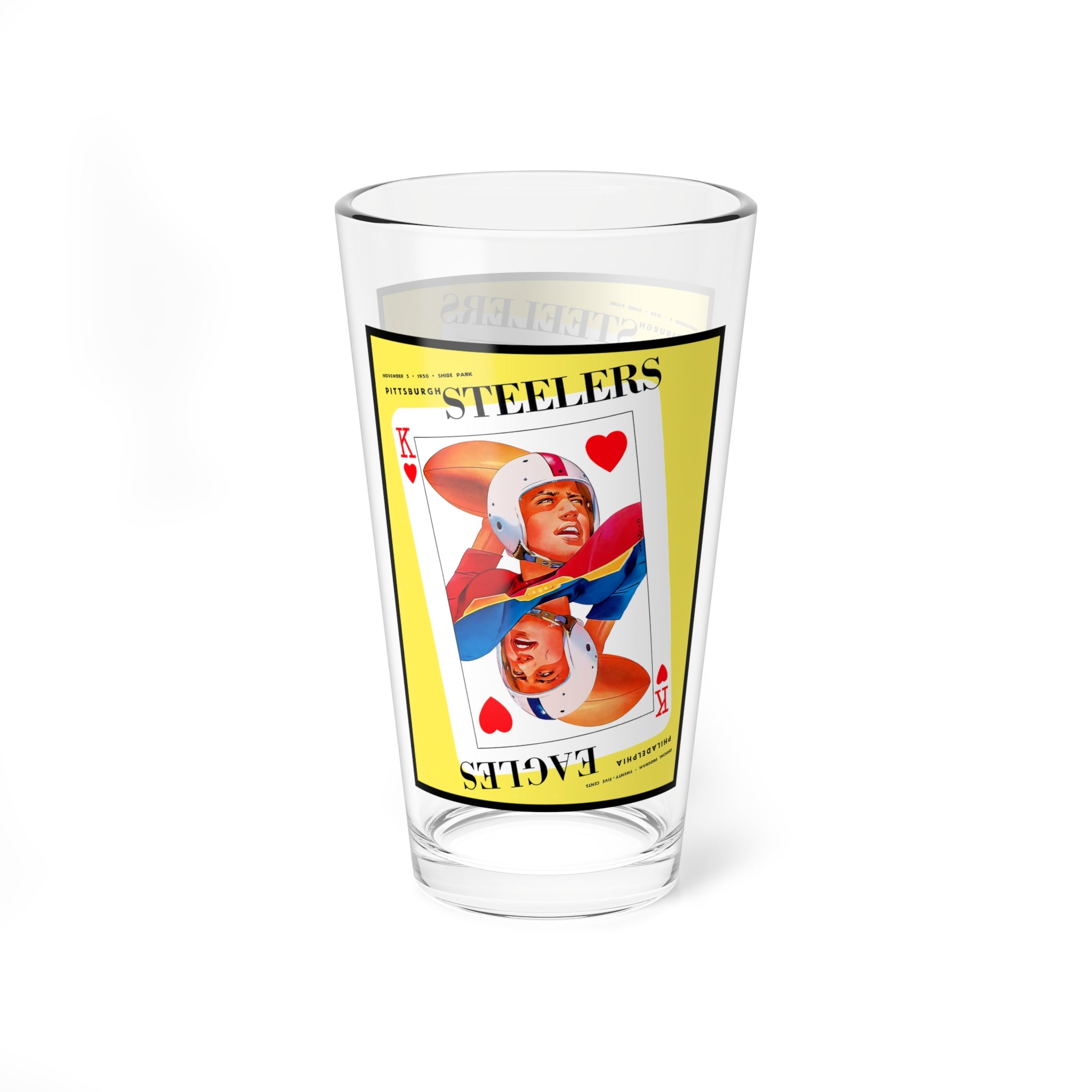Vintage Football 16oz Mixing Glass - 1950 Pittsburgh Steelers Philadelphia Eagles Fan Gift, Retro Sports Barware