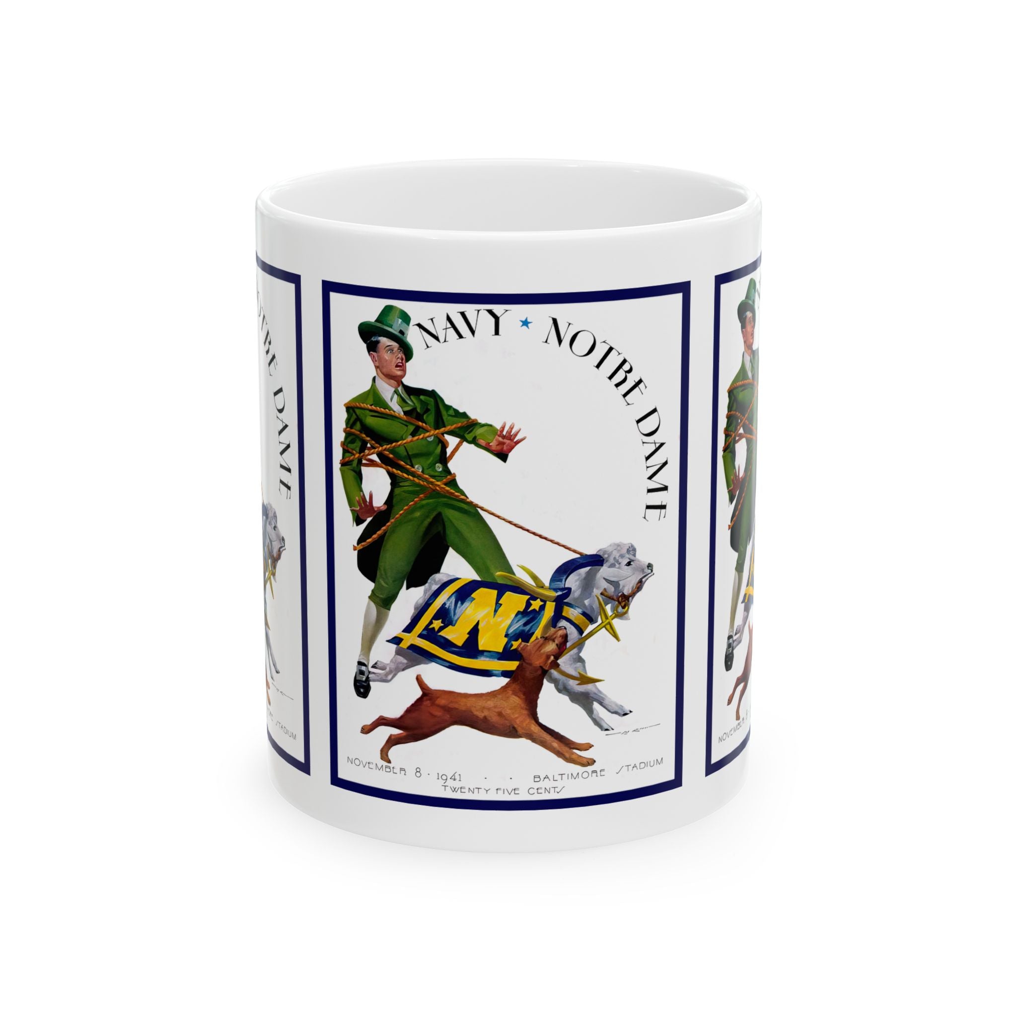 1941 Vintage Notre Dame - Navy Football Program Cover - Ceramic Mug, 11oz