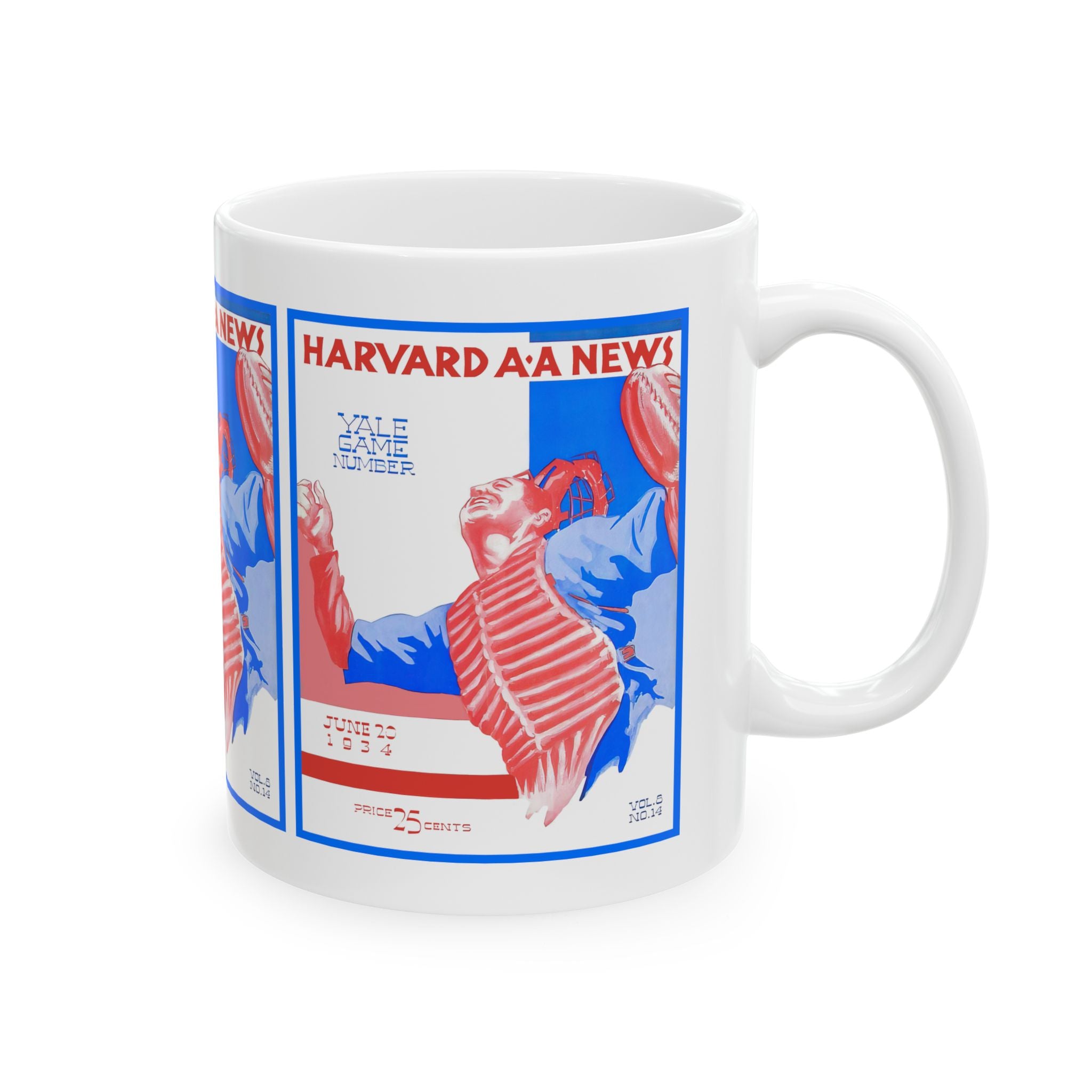 Vintage Baseball Ceramic Mug, 1934 Yale-Harvard Game, Sports Fan Gift, Coffee Cup, Tea Mug, Baseball Lover Gift, Sports Memorabilia