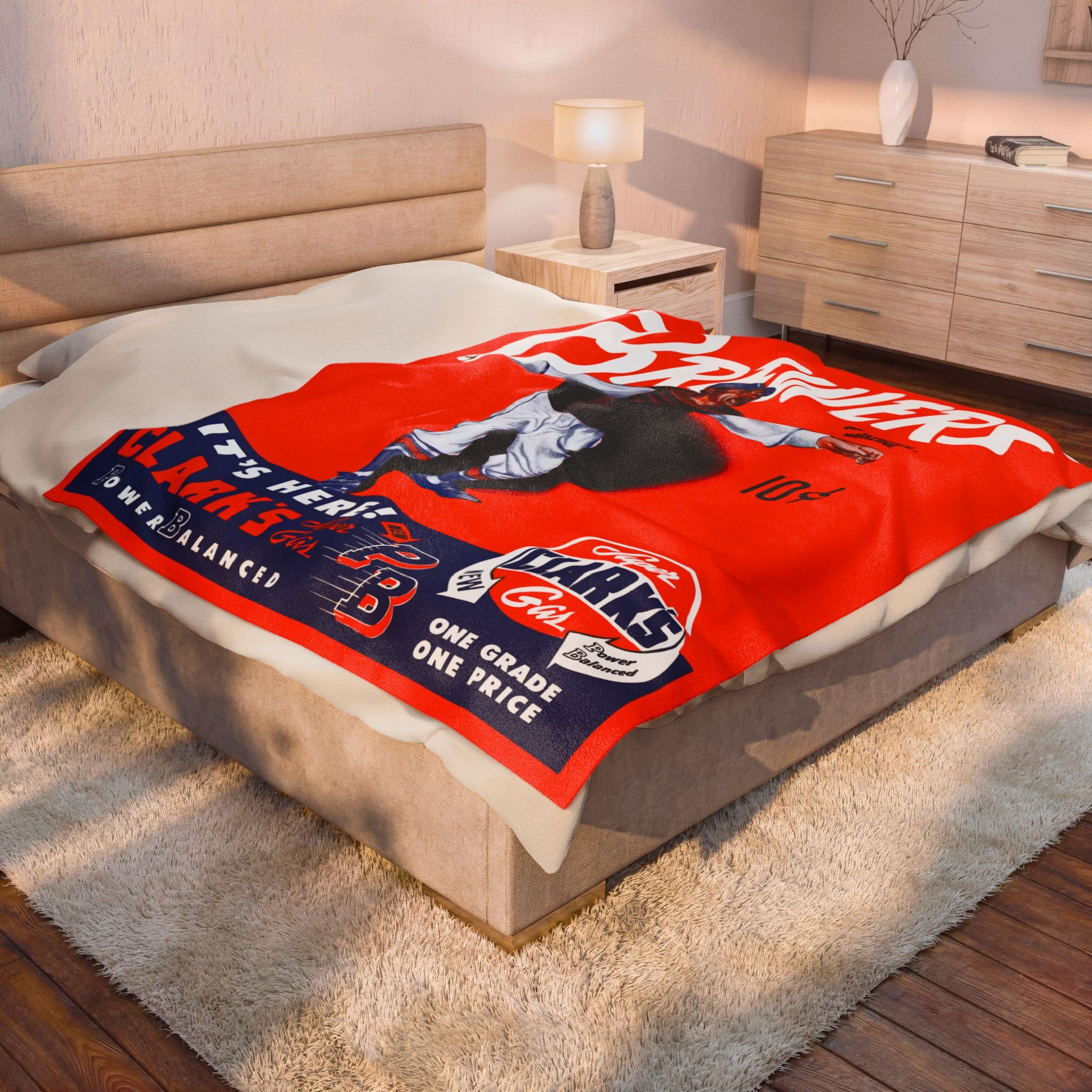 Milwaukee Brewers 1951 Vintage Program Cover Velveteen Plush Blanket