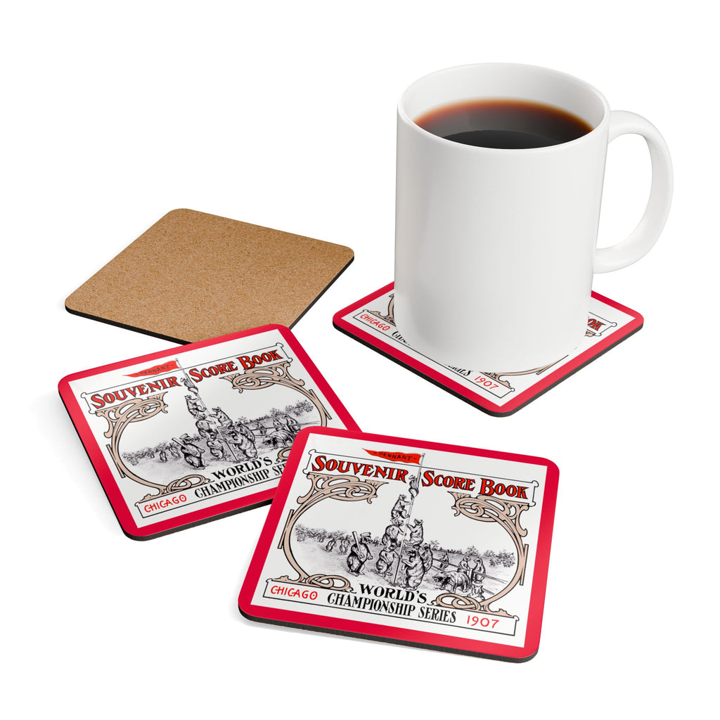 1907 Baseball World Series Chicago Cubs - Detroit Tigers- Corkwood Coaster Set