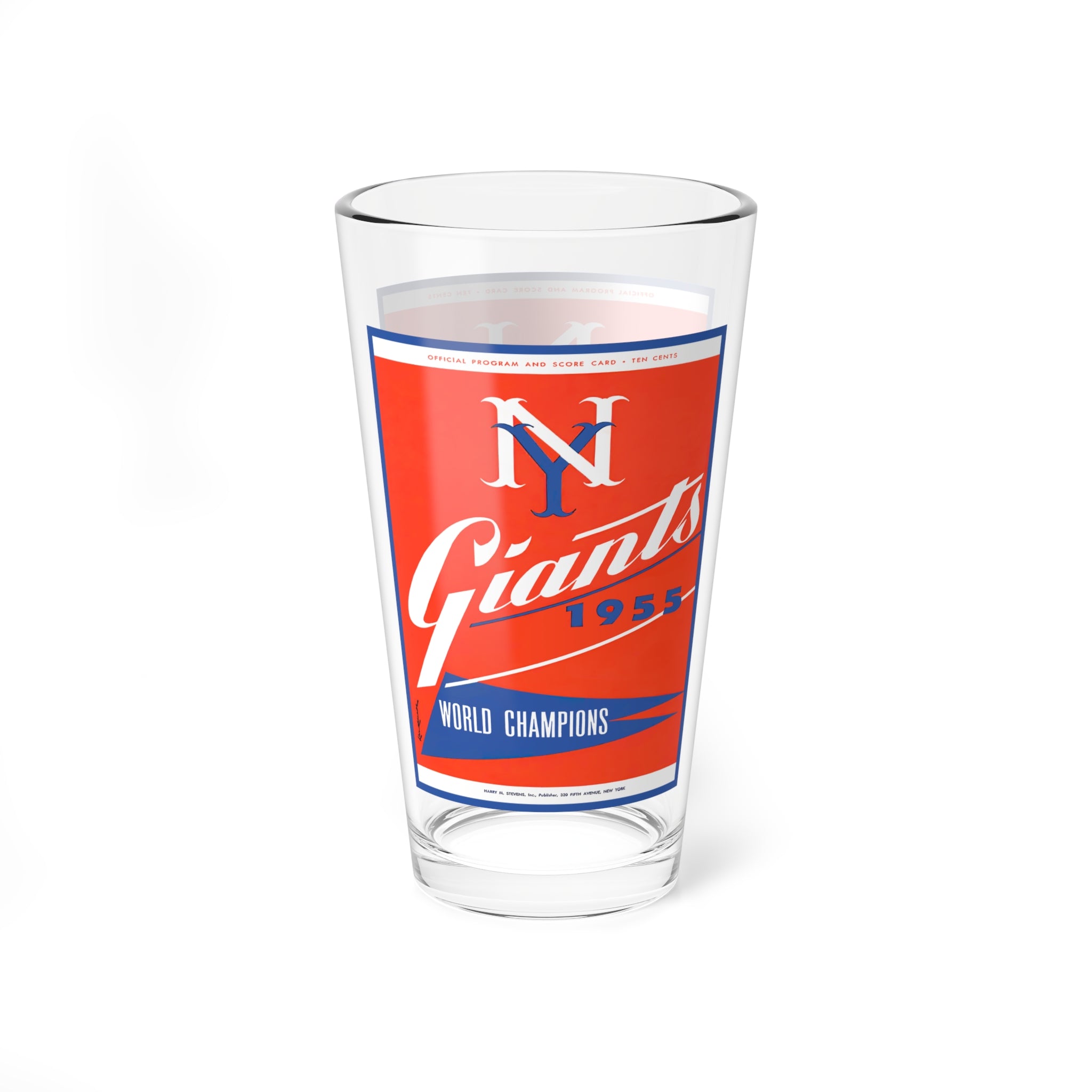 Glass Tumbler, 16oz - Vintage 1955 Baseball New York Giants, Gift for Sports Fans, Mixology Barware, Home Bar Decor, Cocktail Glassware