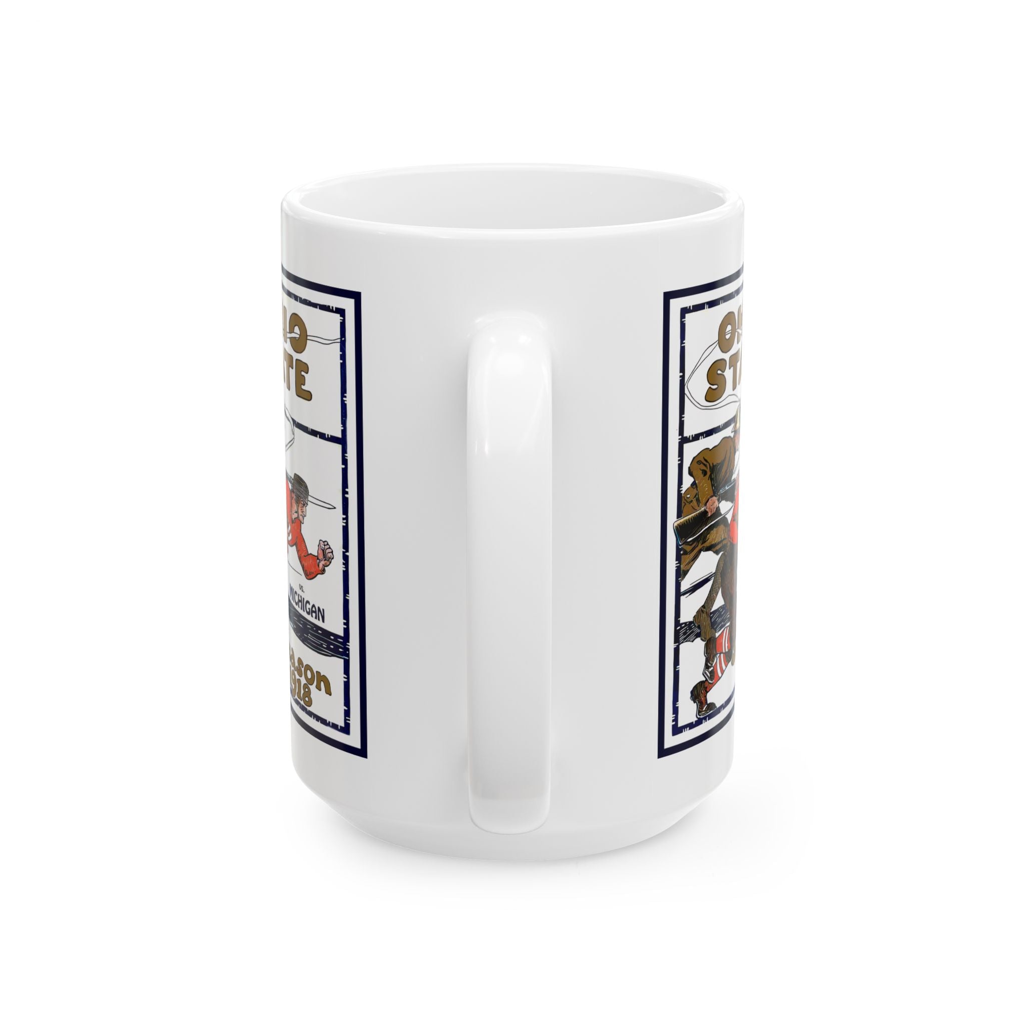 College Football Ceramic Mug, 1918 Ohio State Michigan Football, Sports Fan Gift, Football Fan Cup, Unique Pottery Mug, Game Day Drinkware