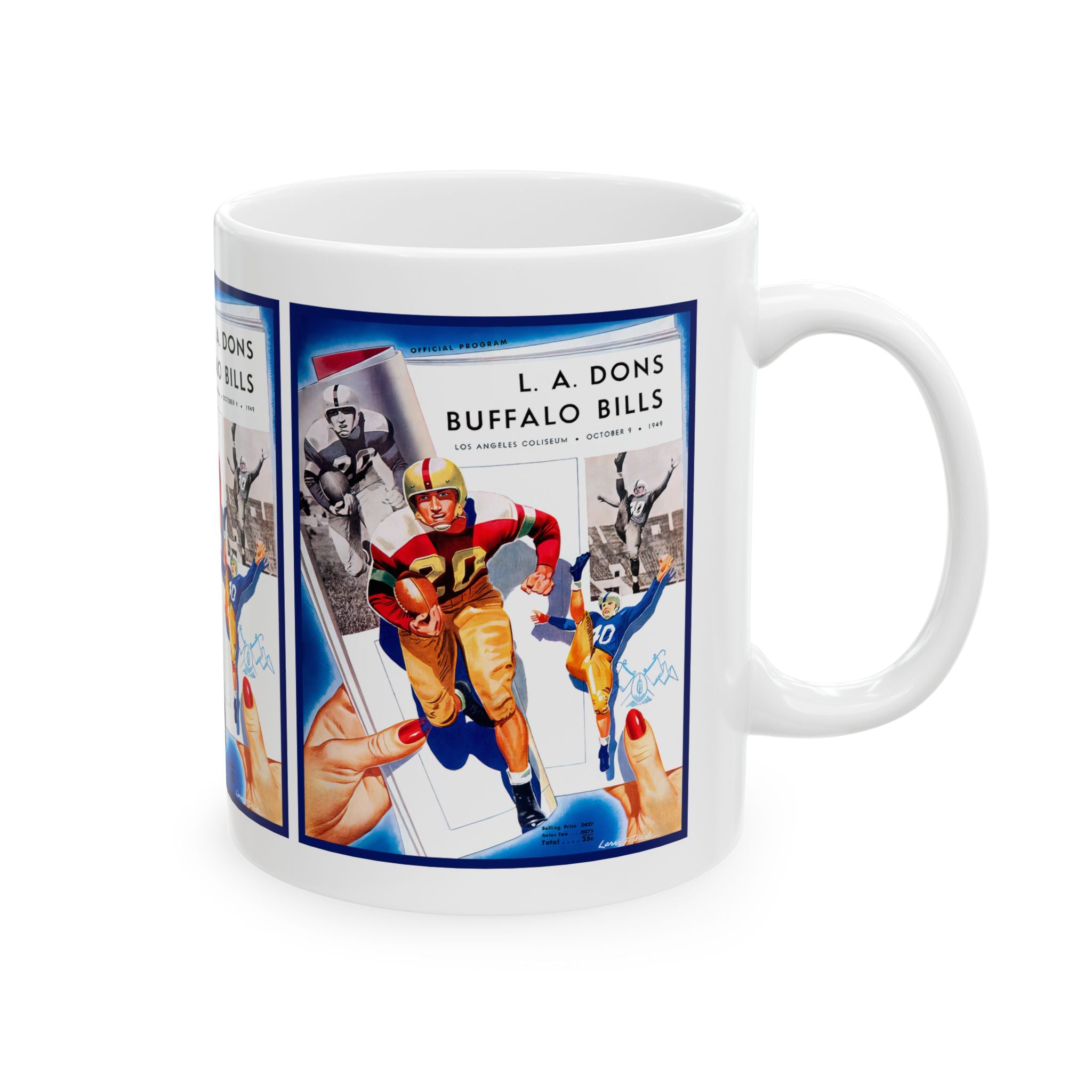 1949 Vintage Los Angeles Dons- Buffalo Bills Football Program Cover - Ceramic Mug, 11oz