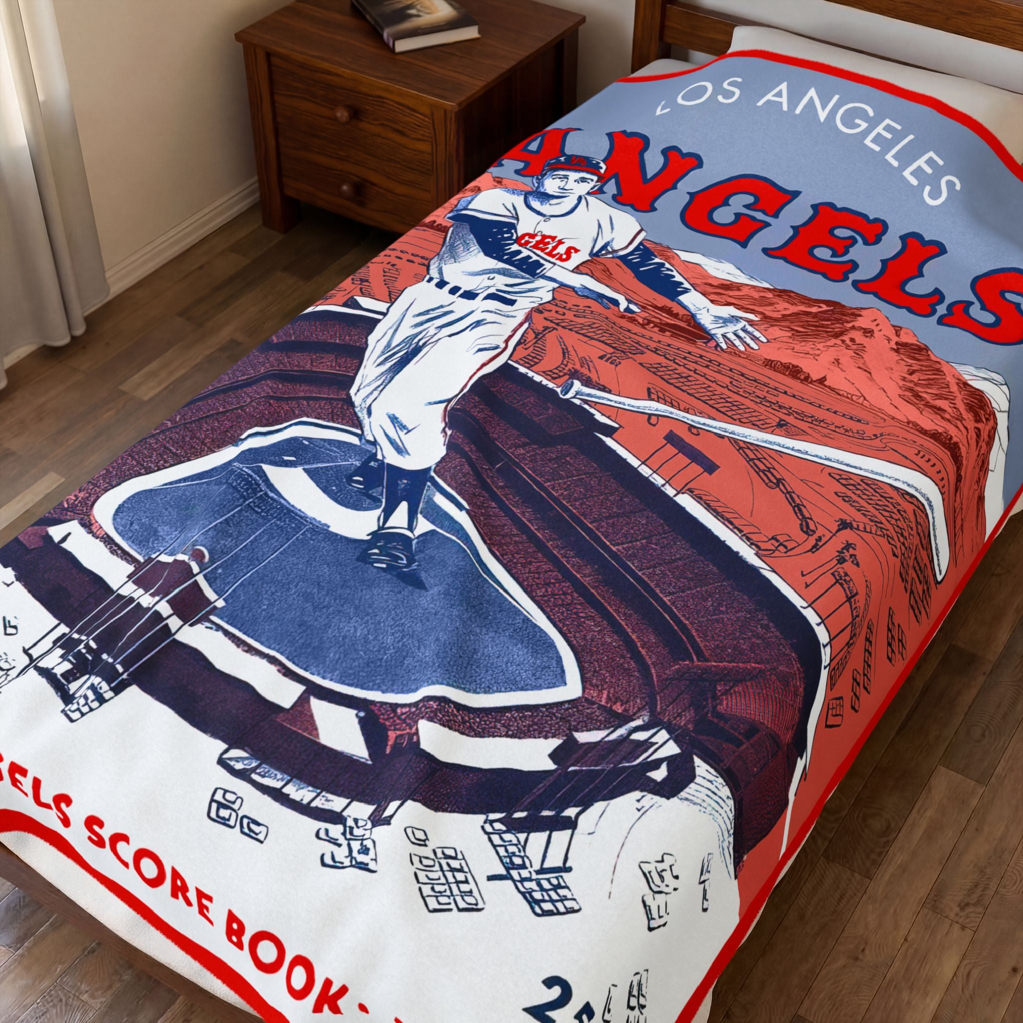 Velveteen Throw Blanket, 1964 Baseball Los Angeles Angels-Chavez Ravine, Cozy Sofa Couch Bed Decor, Gift for Baseball Fans, Baseball  Decor,