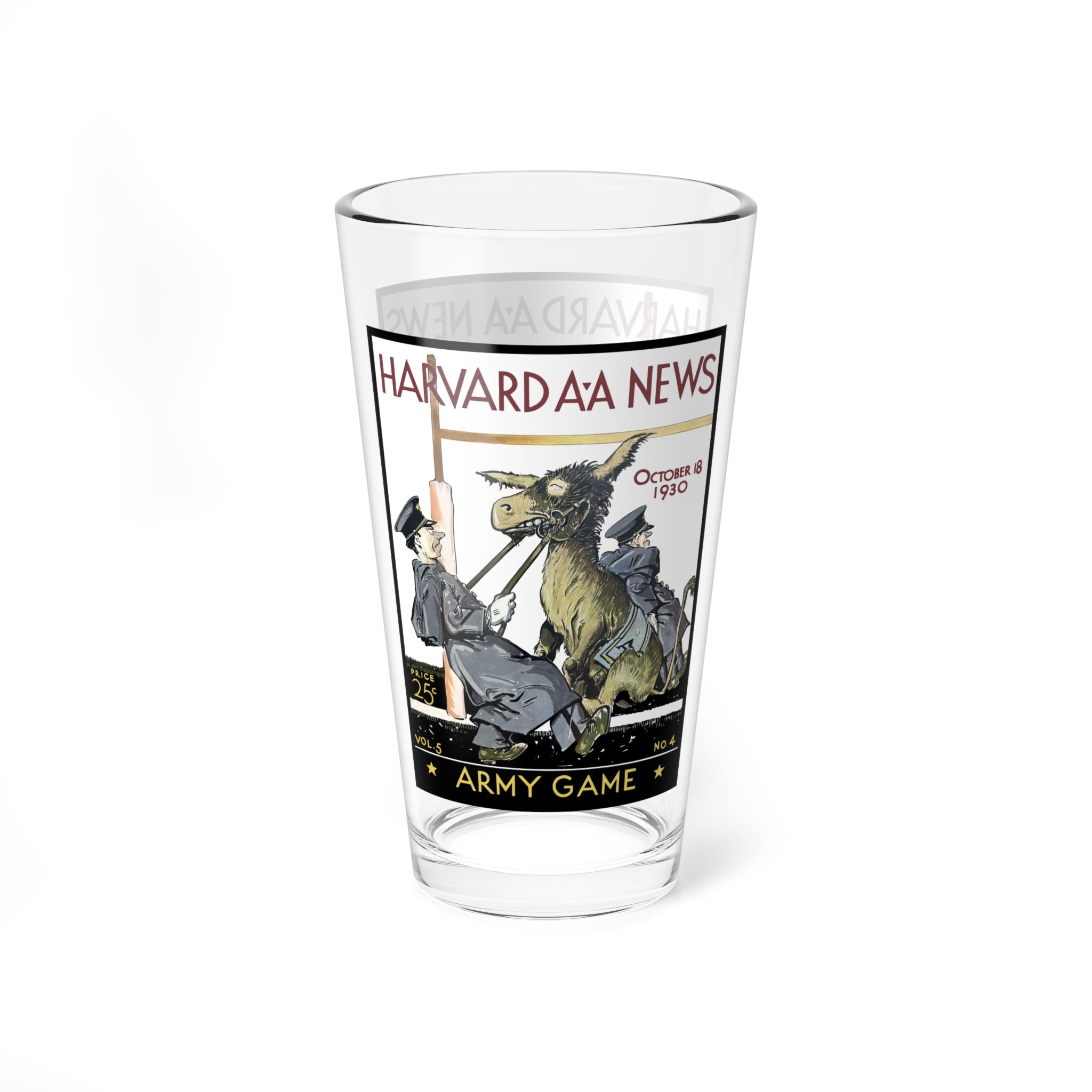 Mixing Glass, 16oz - Vintage 1930 Football Harvard-Army Decor, Barware Gift, Cocktail Glass, Retro Sports Fan Present, Unique Glassware