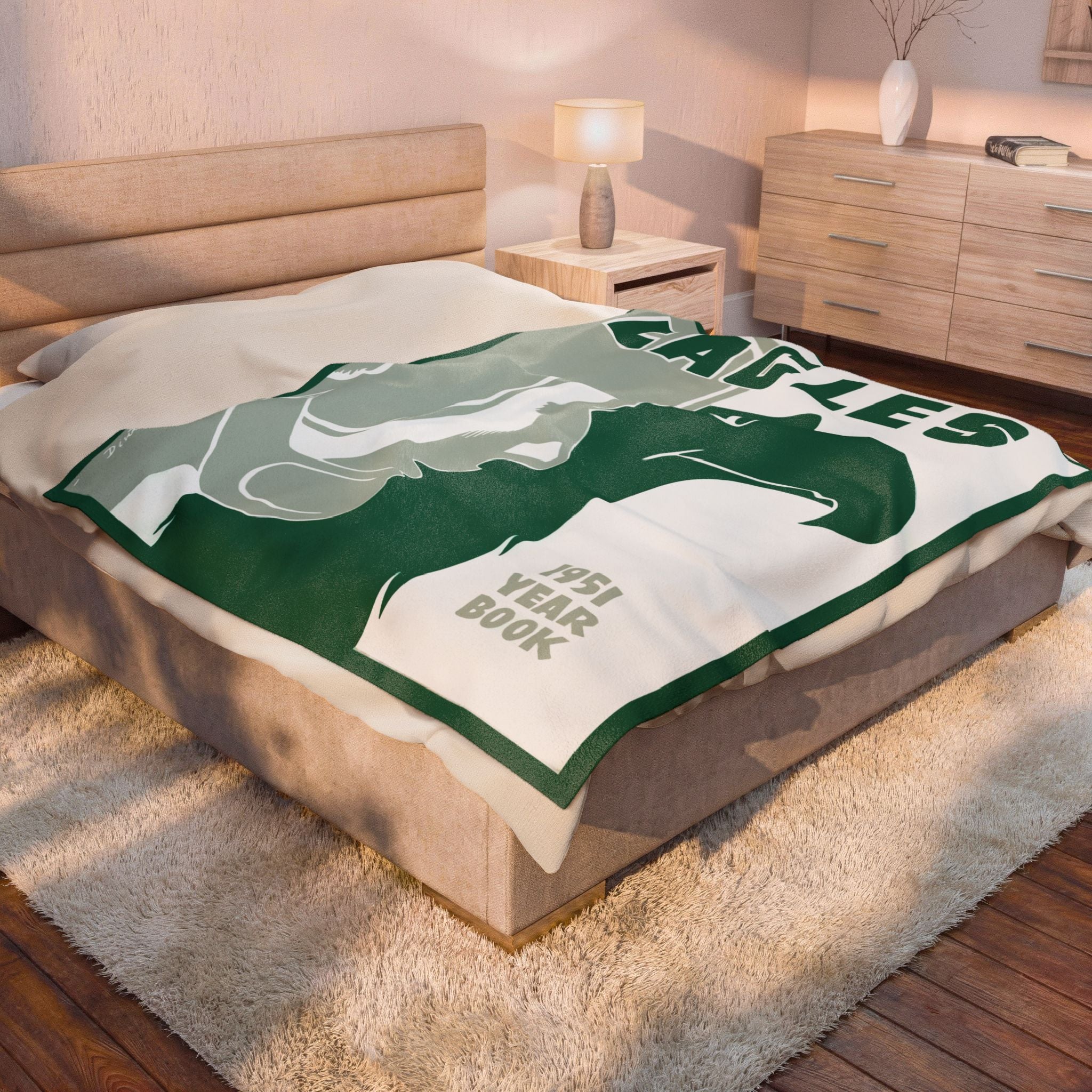 Velveteen Plush Blanket, 1951 Eagles Football Yearbook Philadelphia, Throw Blanket, Home Decor, Gift for Sports Fans, Game Day Blanket