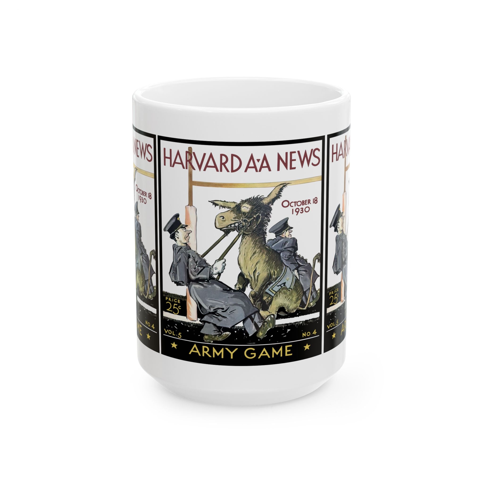 Vintage Army-Harvard Football Program Cover Ceramic Mug, 1930 Sports Fan Gift, Coffee Cup, Retro Football Memorabilia, Father's Day Present,