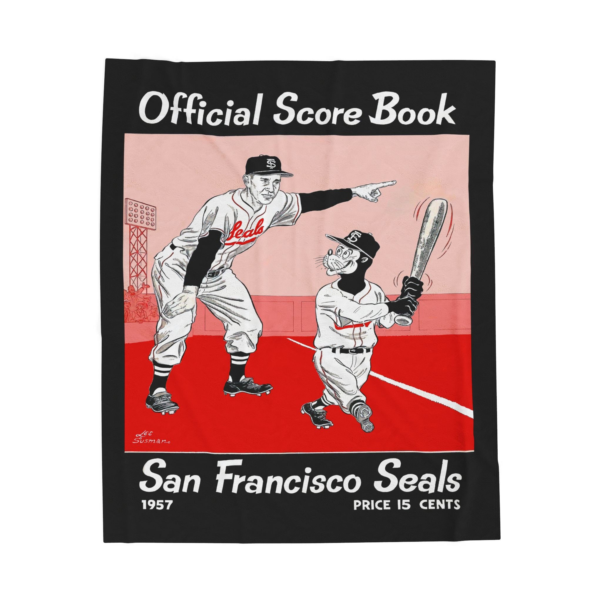 Vintage 1957 San Francisco Seals Baseball Scorebook Cover Velveteen Plush Blanket