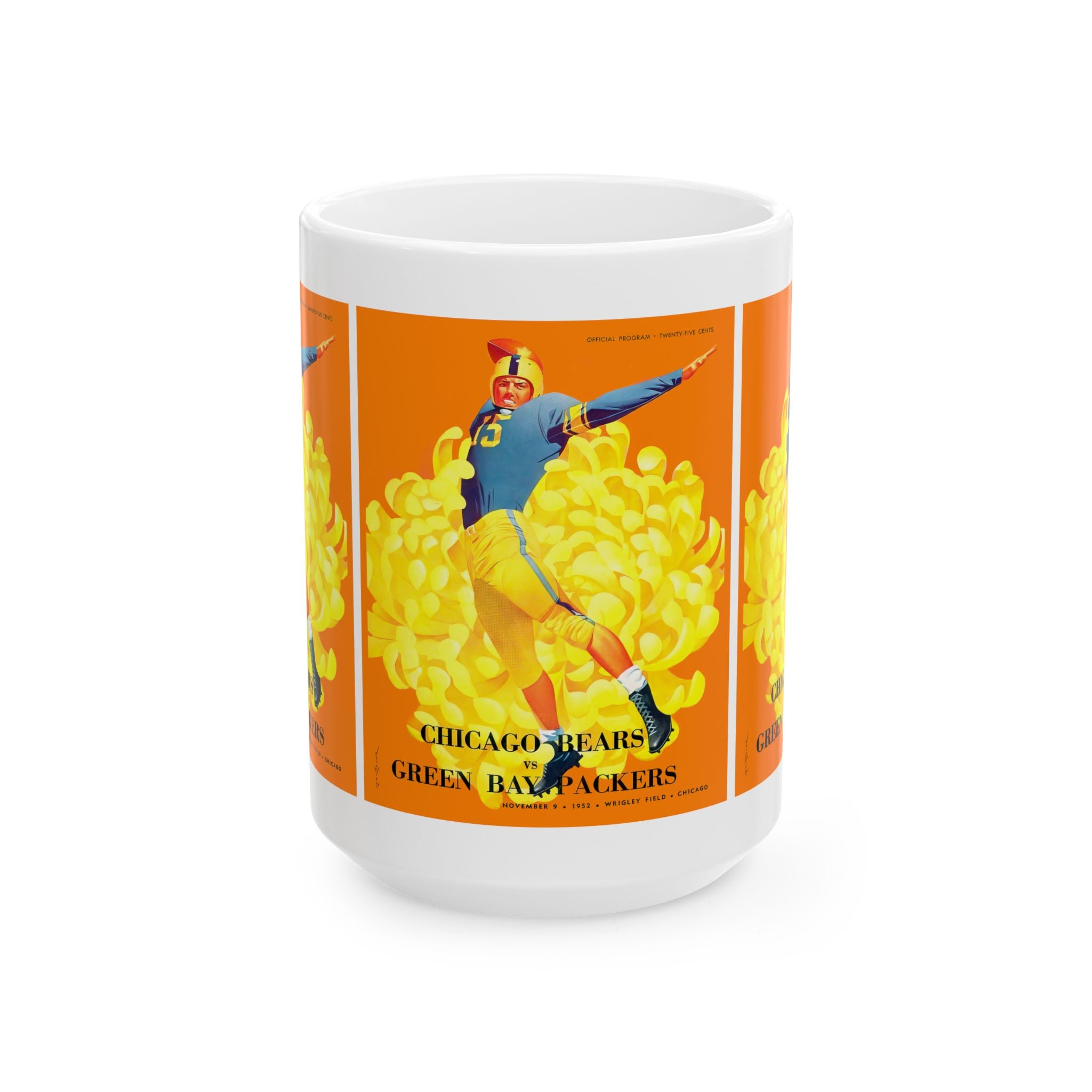 Vintage Football Ceramic Mug, Green Bay Packers Chicago Bears, Sports Fan Gift, Retro Sports Coffee Cup, Fotball Team Rivalry Mug