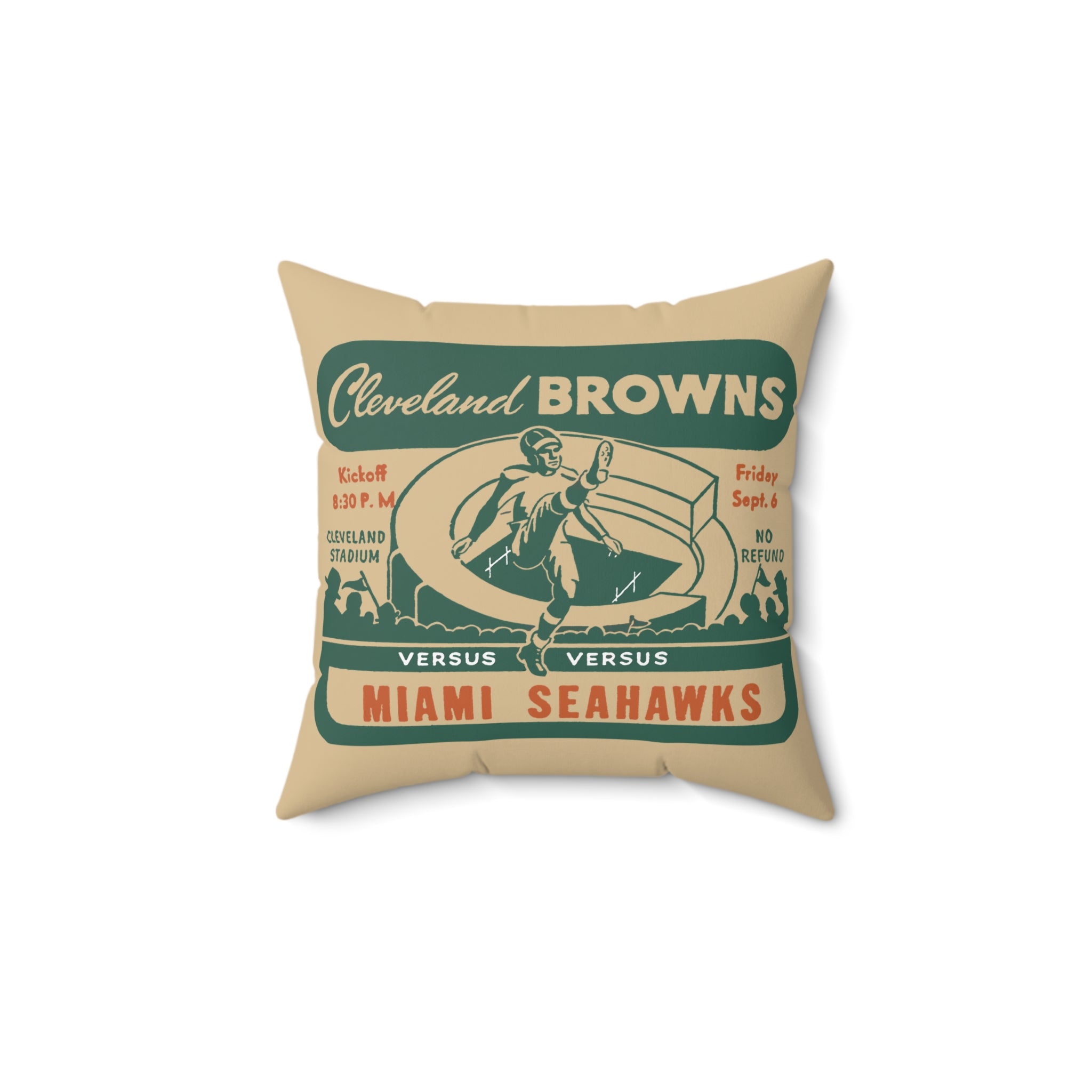 Vintage 1946 AAFC Cleveland Browns vs Miami Seahawks Football Indoor Throw Pillow