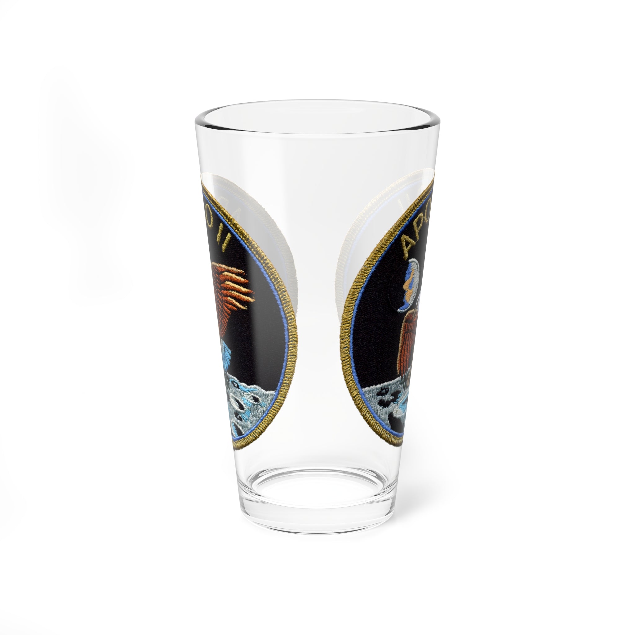 Mixing Glass, NASA Flight Patch - Apollo 11, Astronaut Space Gift, Moon Landing, Space Shuttle, Barware Decor, Kitchenware
