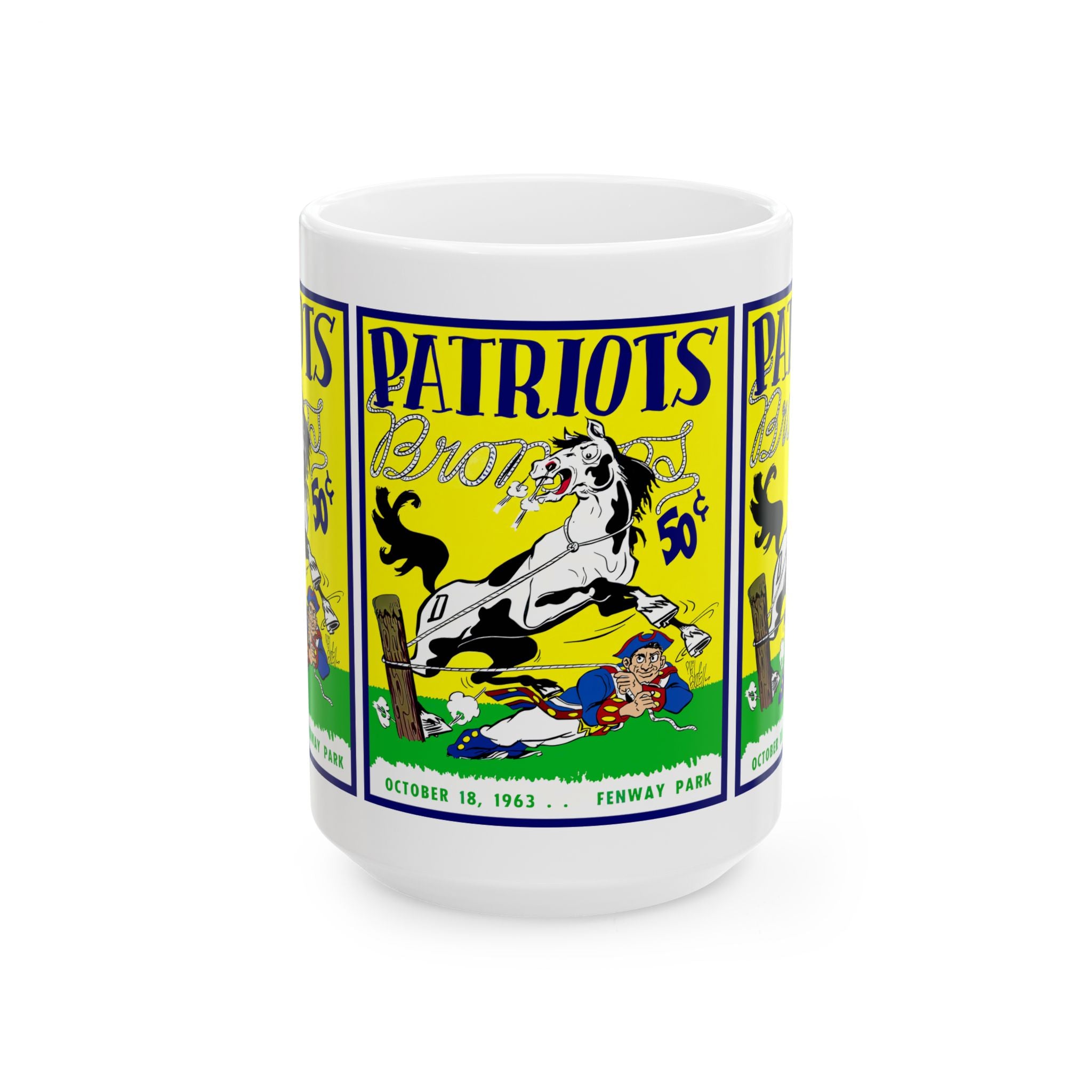 1963 Football Boston Patriots - Denver Broncos Vintage Game Program Ceramic Mug (11oz/15oz)