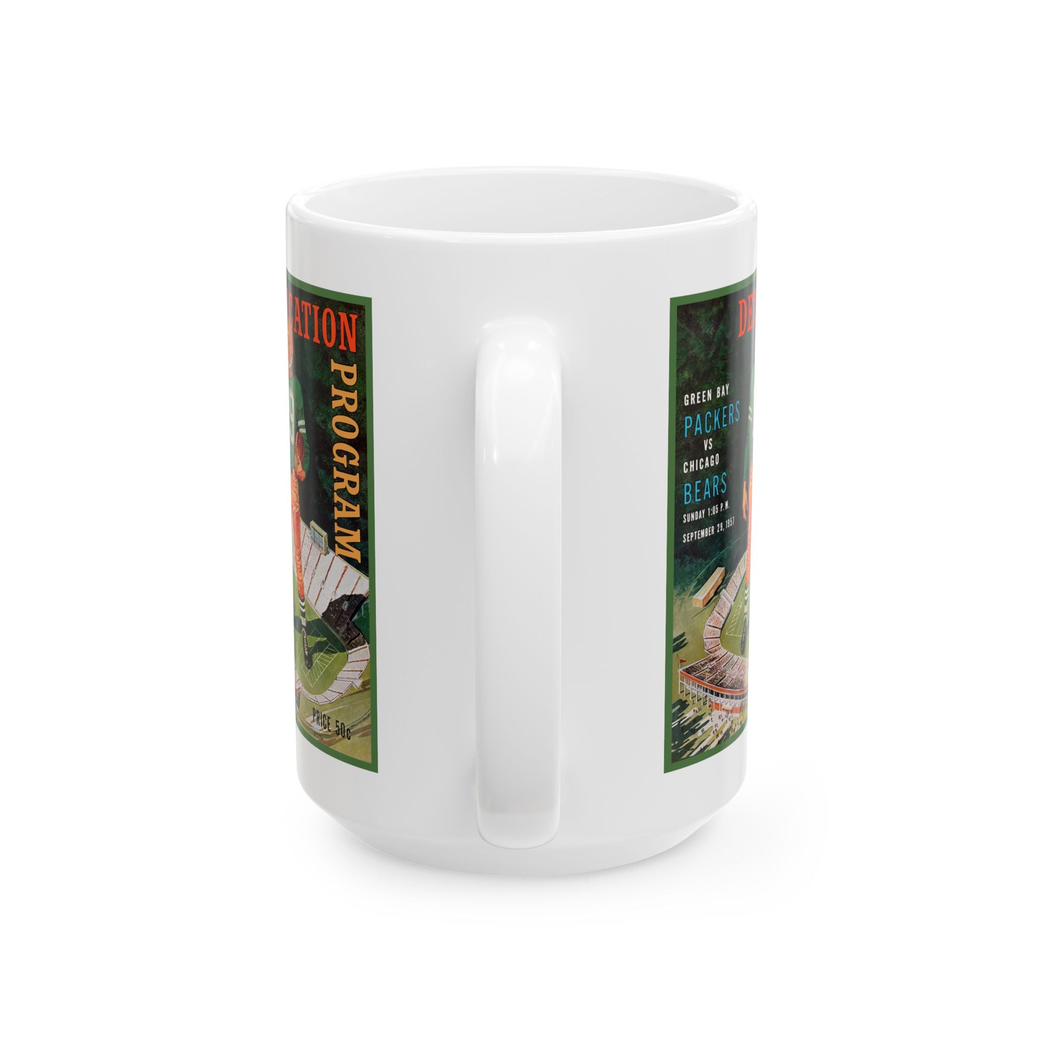 Classic Ceramic Mug - 1957 Football Packers-Bears Design, Vintage Sports Fan Gift, Game Day Coffee Cup, Retro Team Memorabilia, Sports