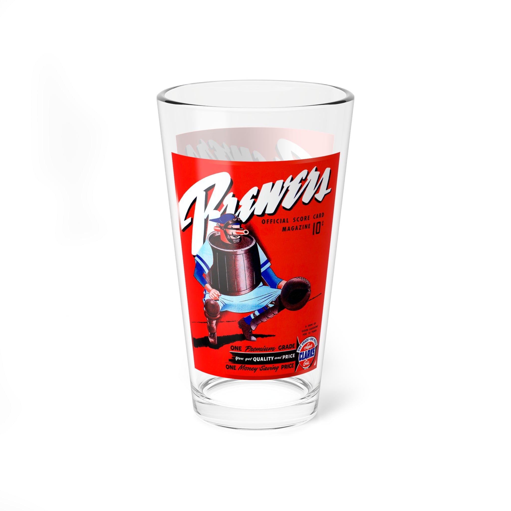 Mixing Glass, Vintage 1950 Baseball Milwaukee Brewers, Retro Barware, Baseball Fan Gift, Breweriana, Beer Glass, Sports Memorabilia