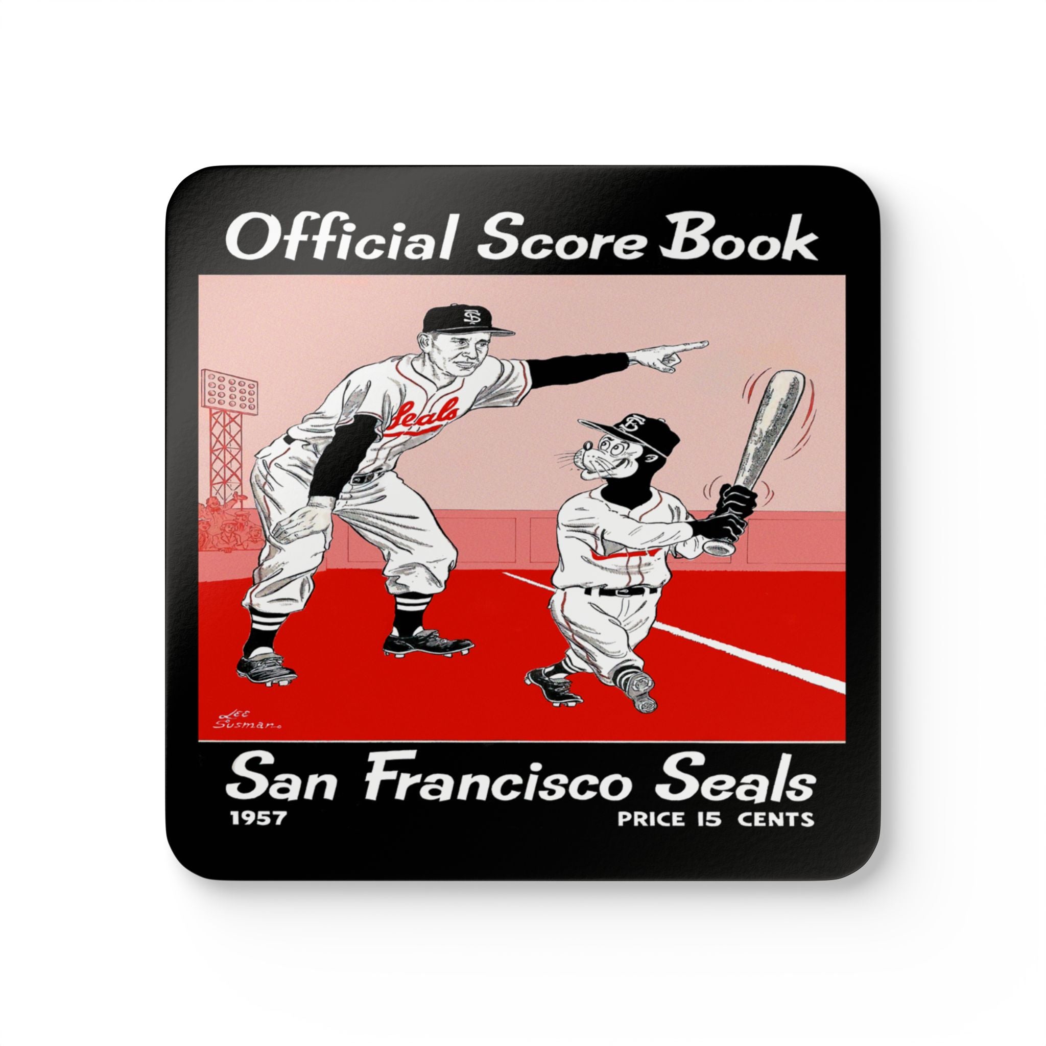 1957 Vintage San Francisco Seals Baseball Scorebook Cover - Corkwood Coaster Set