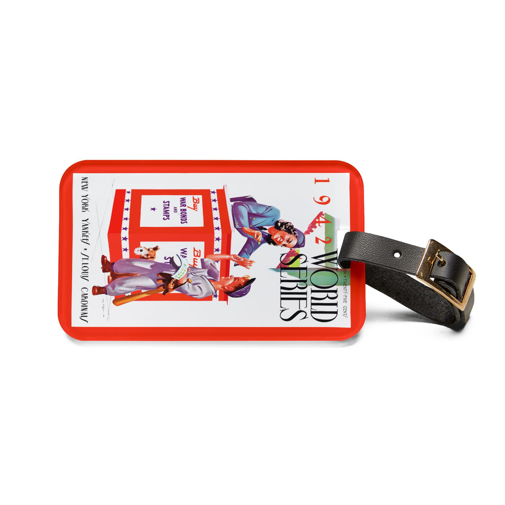 1942 Baseball World Series Luggage Tag — St. Louis vs. New York Vintage Travel Tag