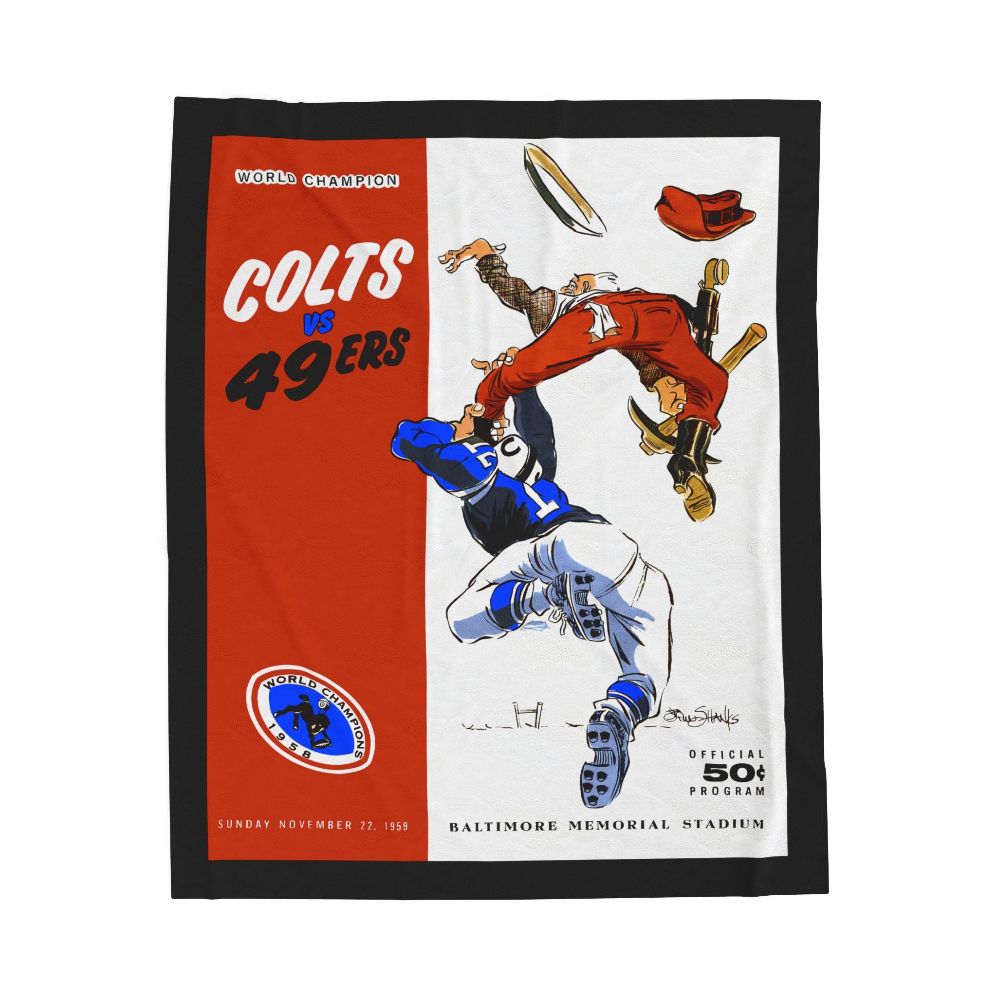 Football Fan Throw Blanket, Super Soft 1959 49ers vs Colts Game Day Stadium Design, Football Sports Gift, Home Bedding