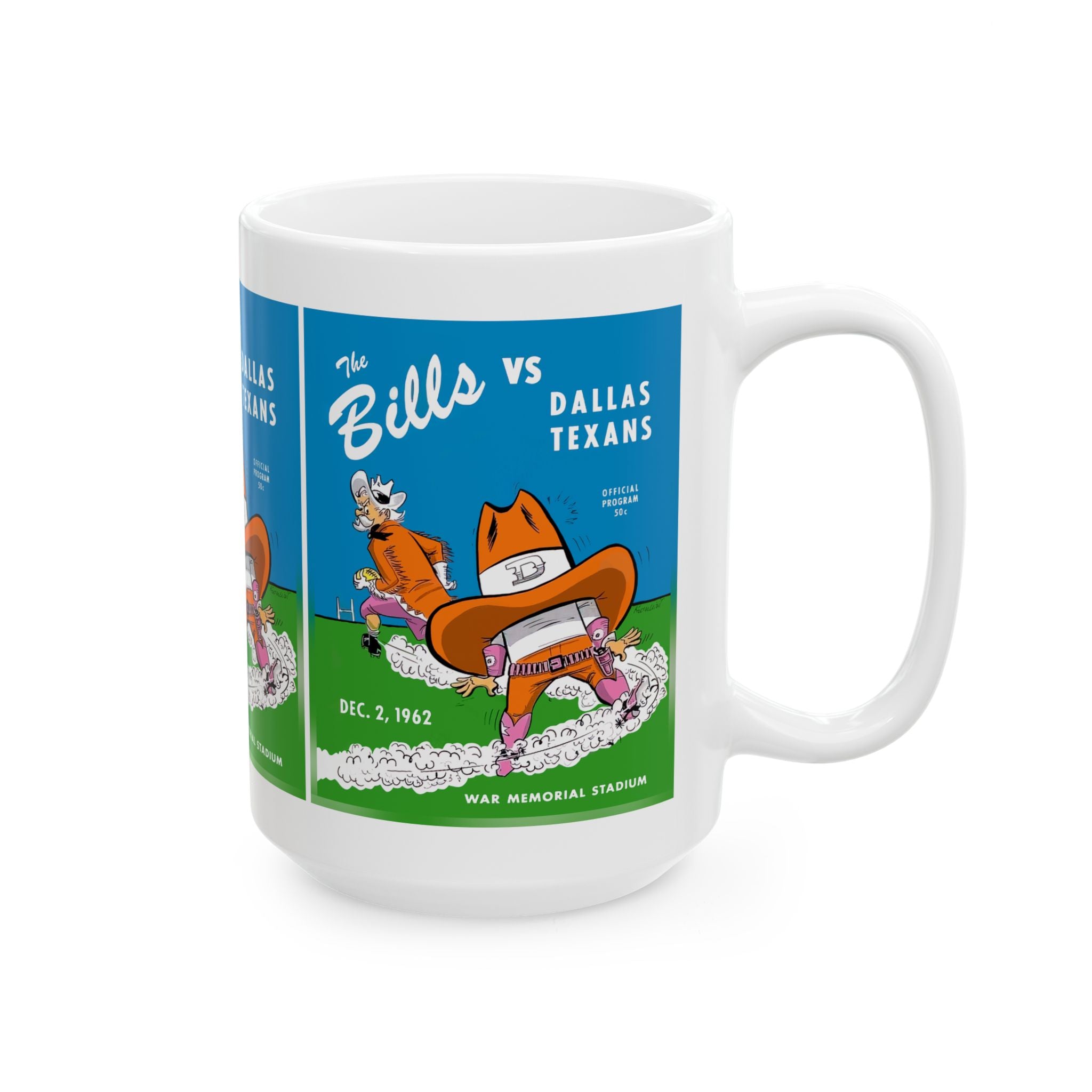 1962 Vintage Dallas Texans - Buffalo Bills Football Program Cover - Ceramic Mug, (11oz, 15oz)