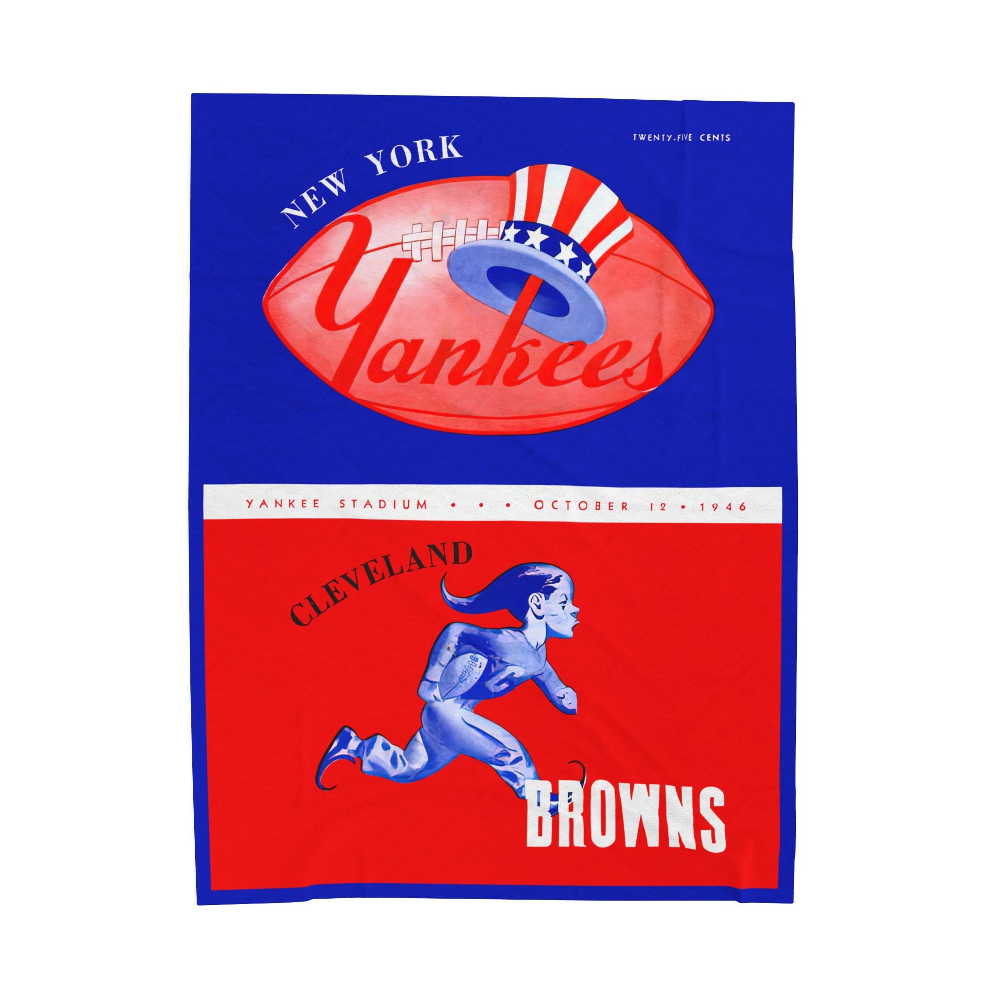 1946 Football Velveteen Plush Blanket — New York Yankees - Cleveland Browns