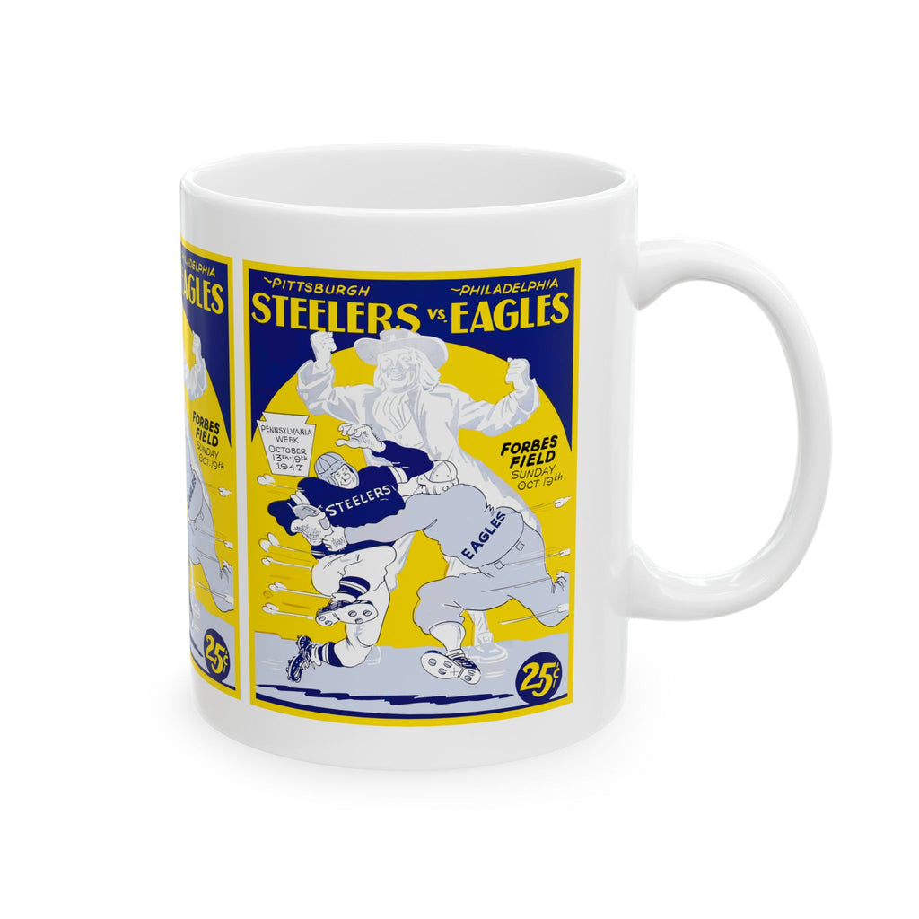 1947 Vintage Football Steelers vs Eagles  Game Program Cover Ceramic Mug (11oz, 15oz)