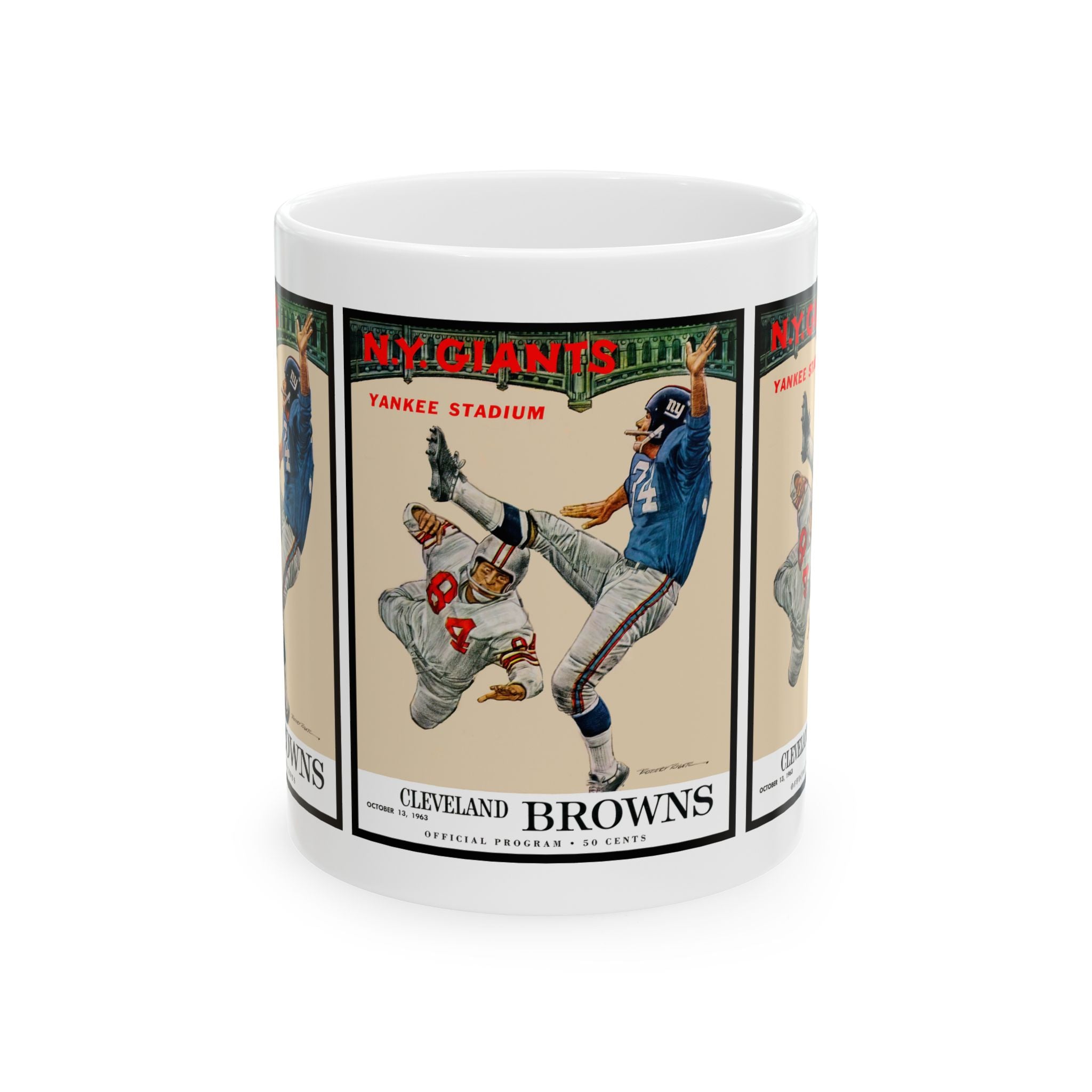 Ceramic Mug, 1963 New York Giants Football Cleveland Browns, Coffee Cup, Tea Mug, Sports Fan Gift, Vintage Football Memorabilia,Retro Design