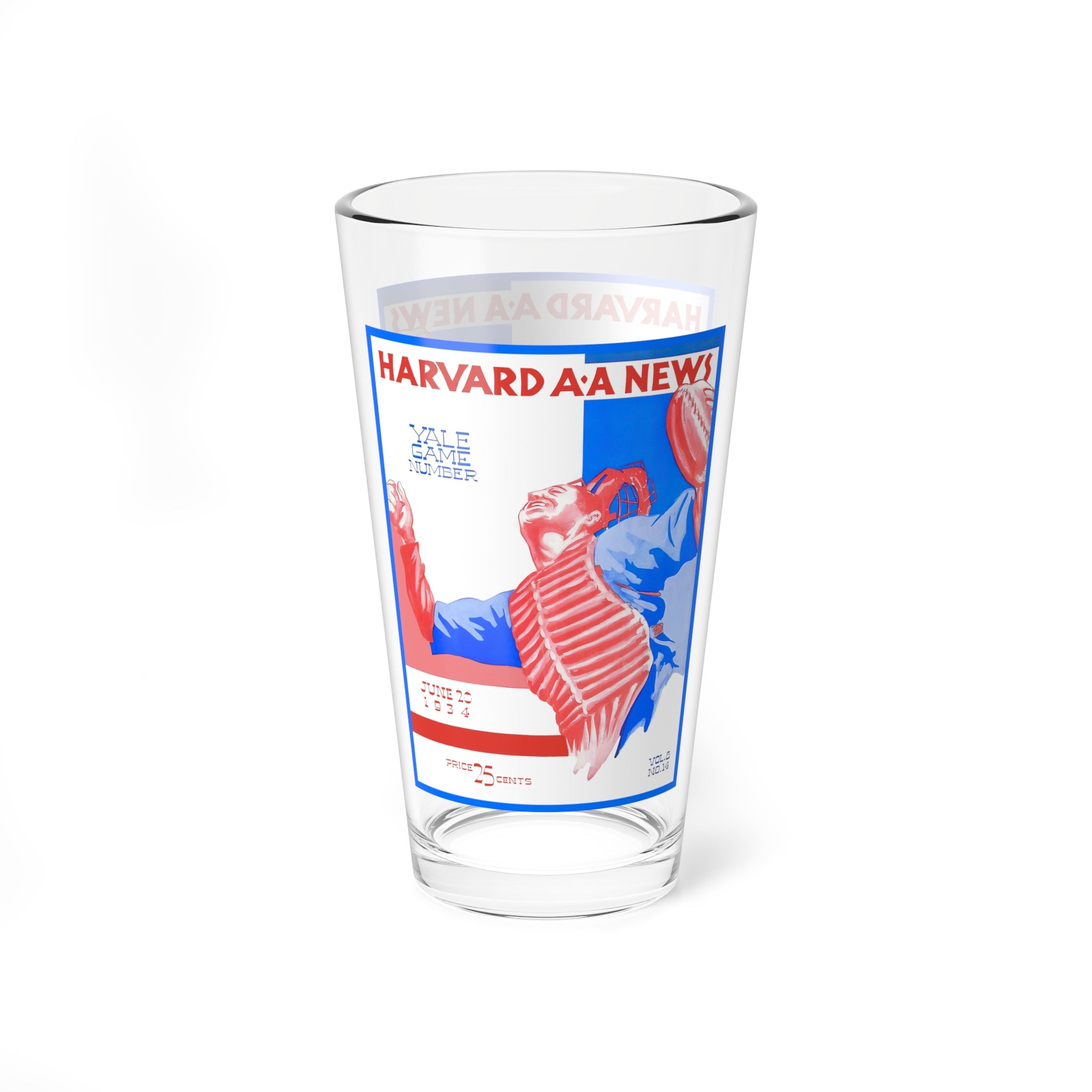 Mixing Glass, 16oz - Vintage 1934 Baseball Harvard Yale Memorabilia, Bartender Gift, Unique Barware, Sports Fan Decor, Game Day Glassware