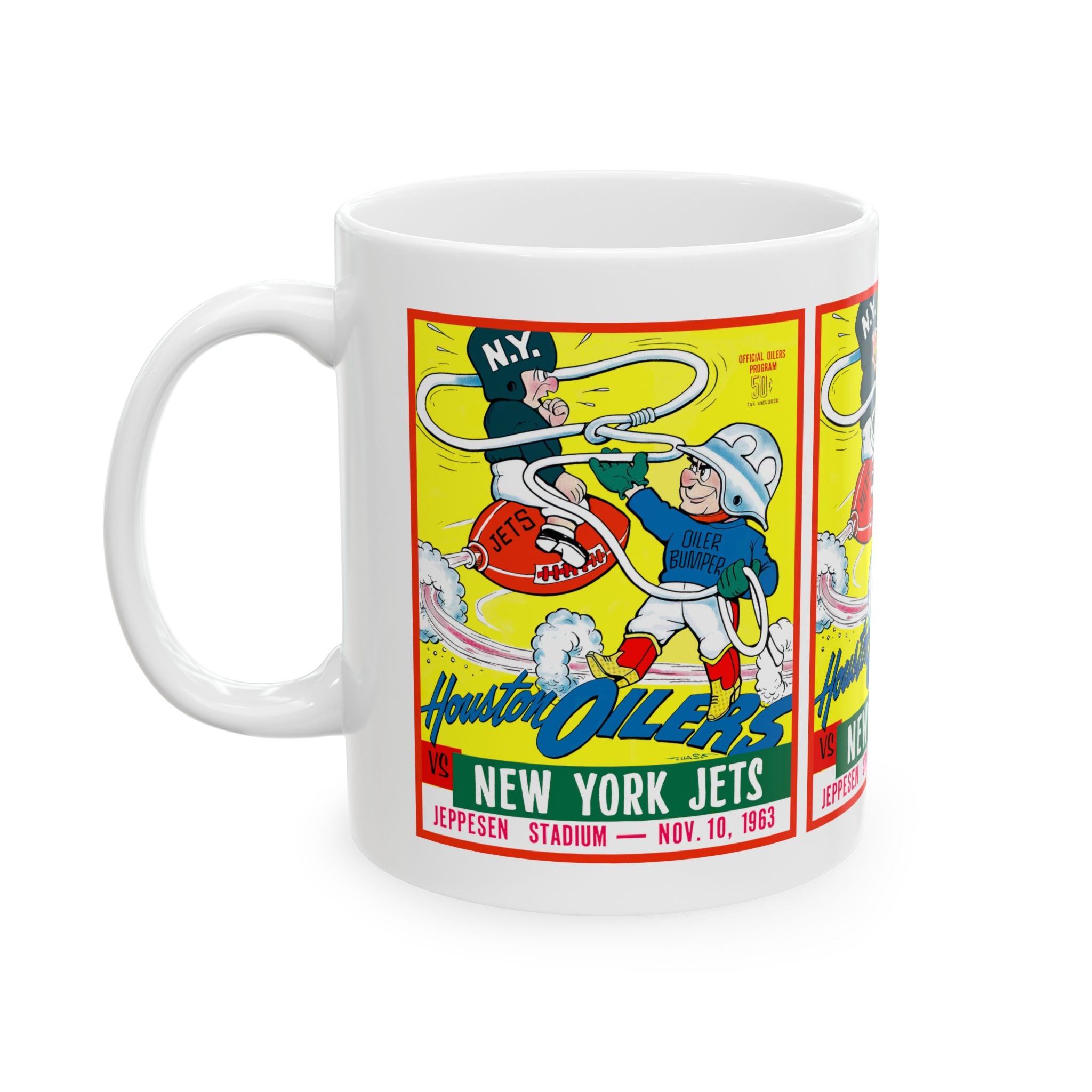 Vintage 1963 New York Jets Football Houston Oilers Ceramic Mug, Sports Fan Gift, Football Memorabilia, Gift for Him, Coffee Cup