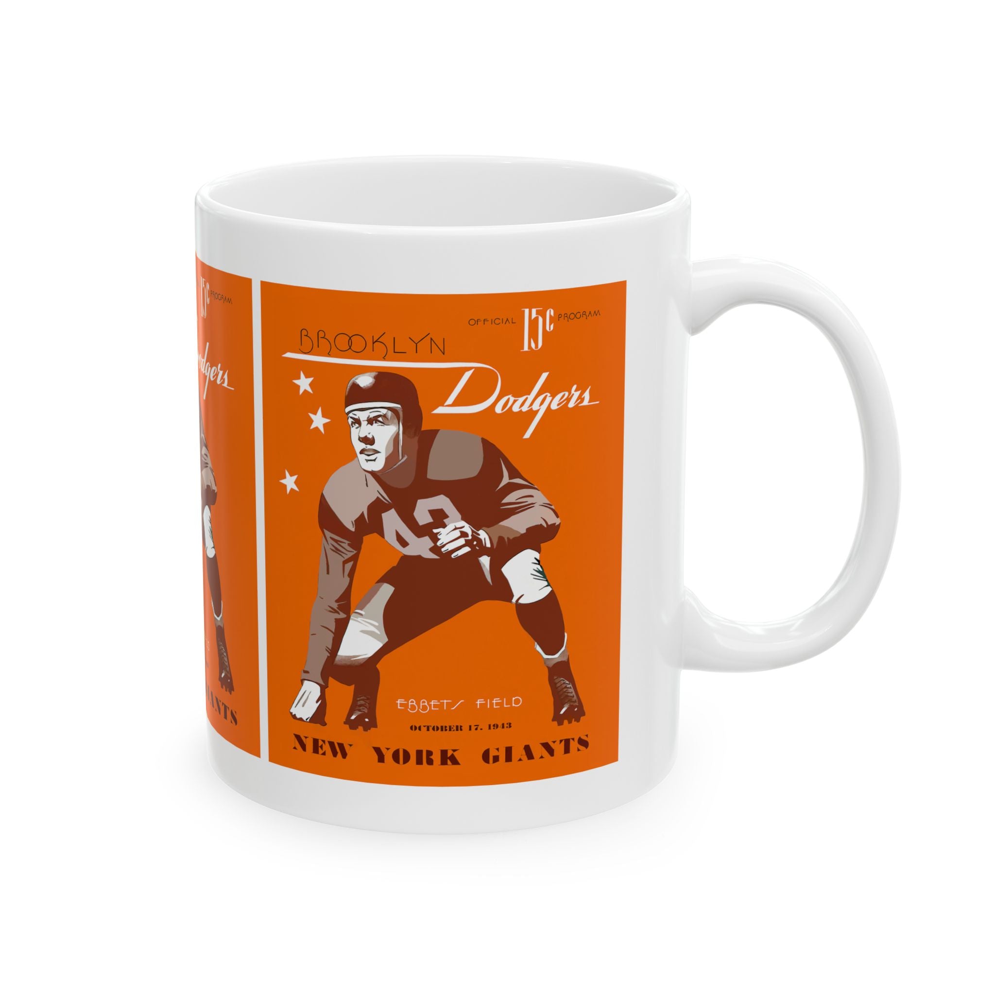 Brooklyn Dodgers Football Program Ceramic Mug, Vintage Sports Fan Gift, Baseball History Collectible Cup, 11oz