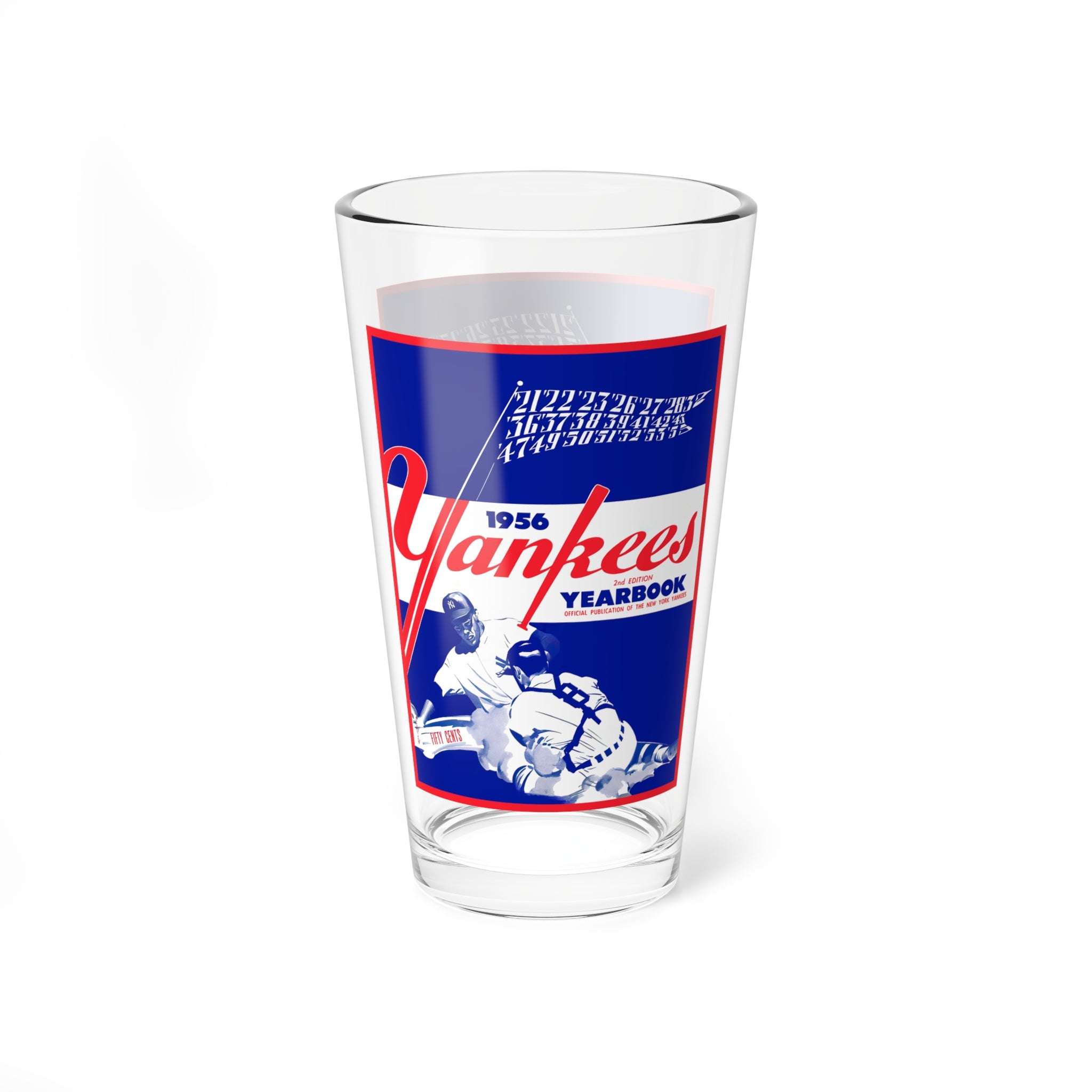 Mixing Glass, 16oz - 1956 Baseball New York Yankees, Sporty Drinking Cup, Bartender Gift, Baseball Fan Glassware, Vintage Sports Decor,