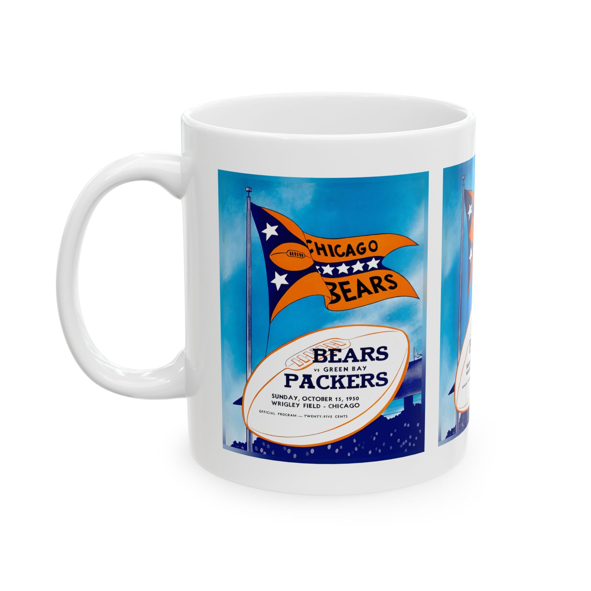 1950 Vintage Chicago Bears - Green Bay Packers Football Program Cover - Ceramic Mug, 11oz