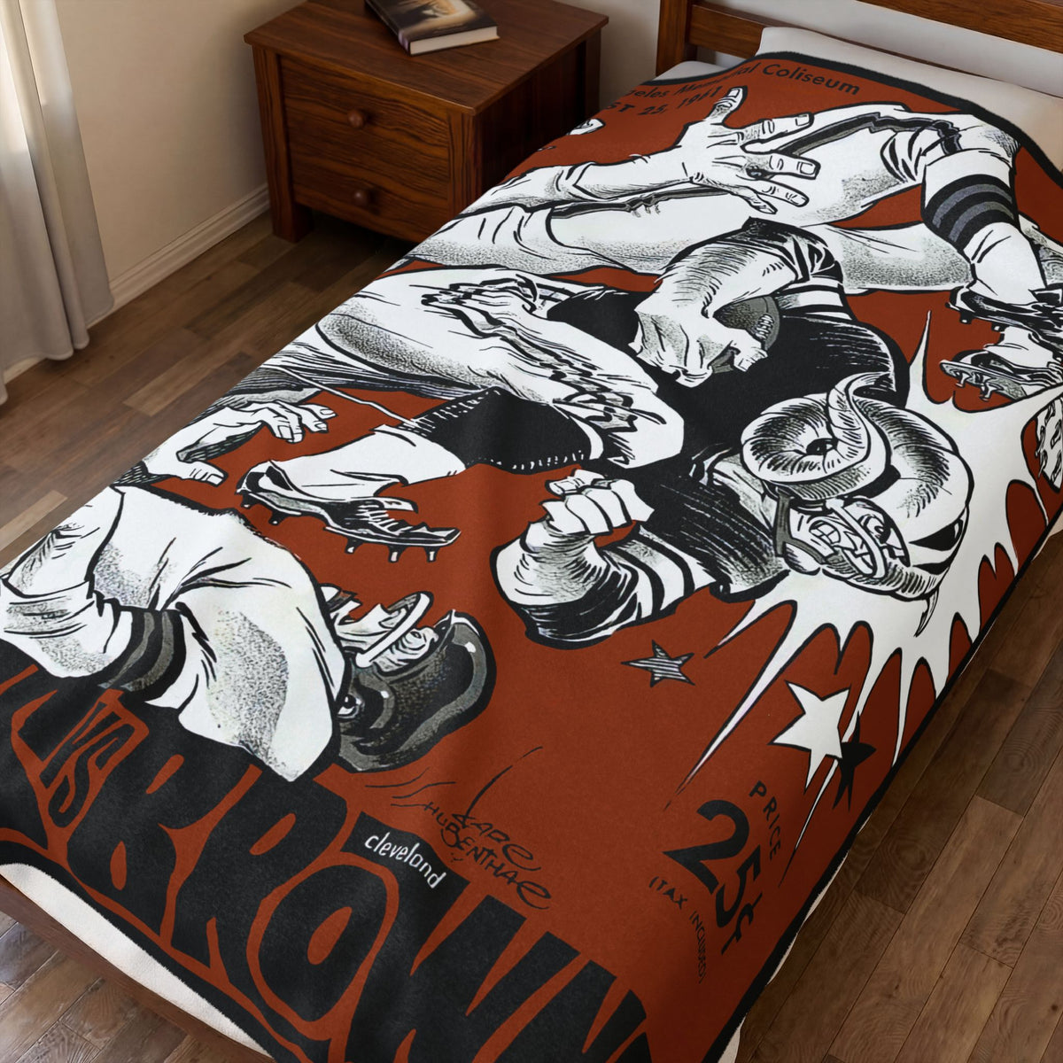 1961 Rams vs Browns Vintage Football Velveteen Plush Blanket