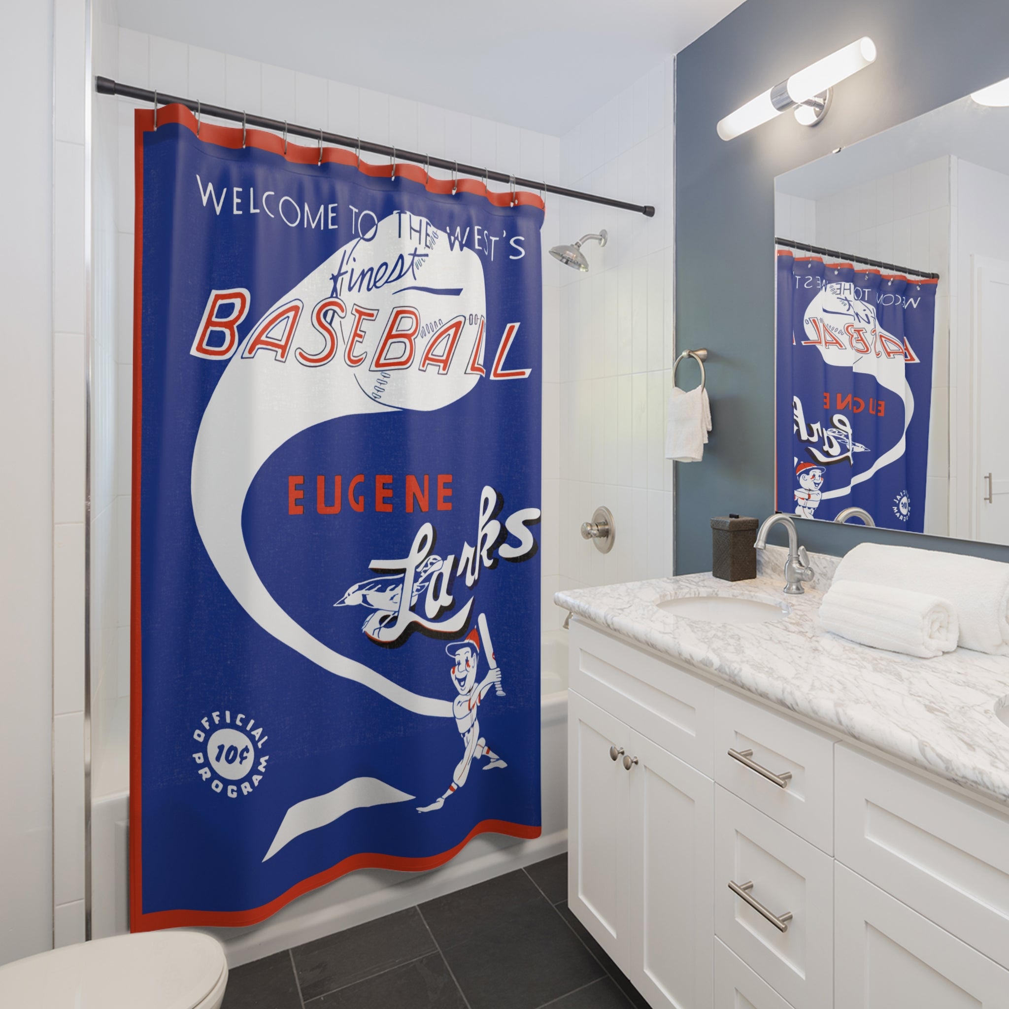 1950 Vintage Eugene Larks Far West League Baseball Shower Curtain