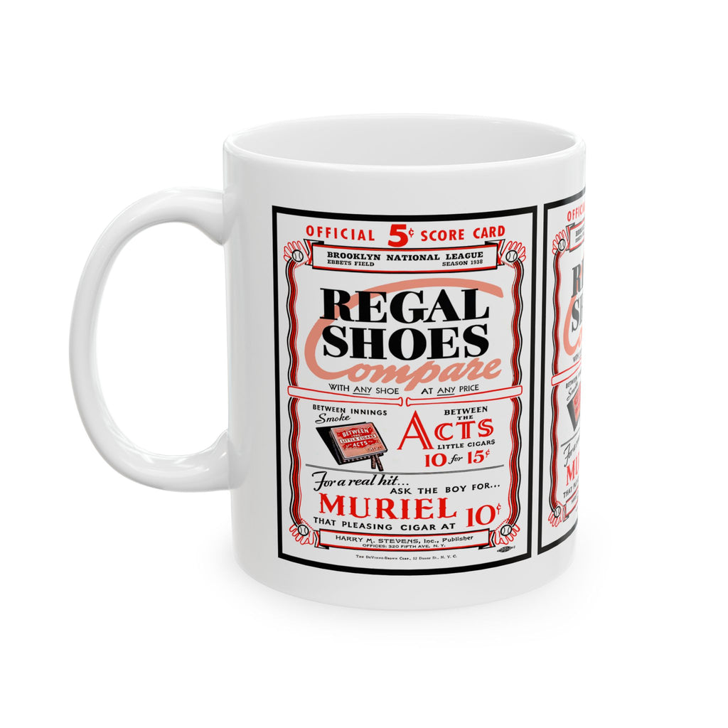 Vintage 1938 Brooklyn Dodgers Program Cover - Regal Shoes Ceramic Mug (11oz, 15oz) - Coffee Cup