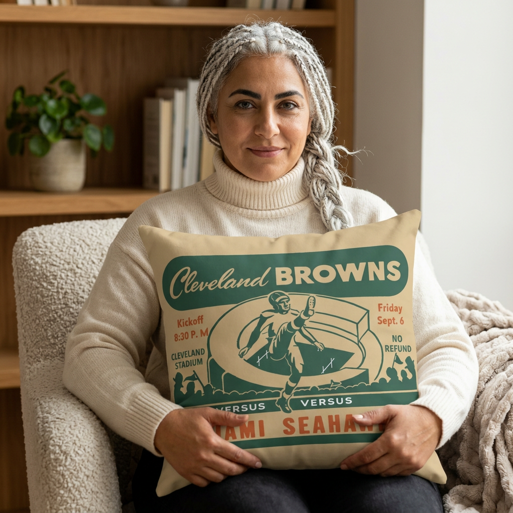 Vintage 1946 AAFC Cleveland Browns vs Miami Seahawks Football Indoor Throw Pillow