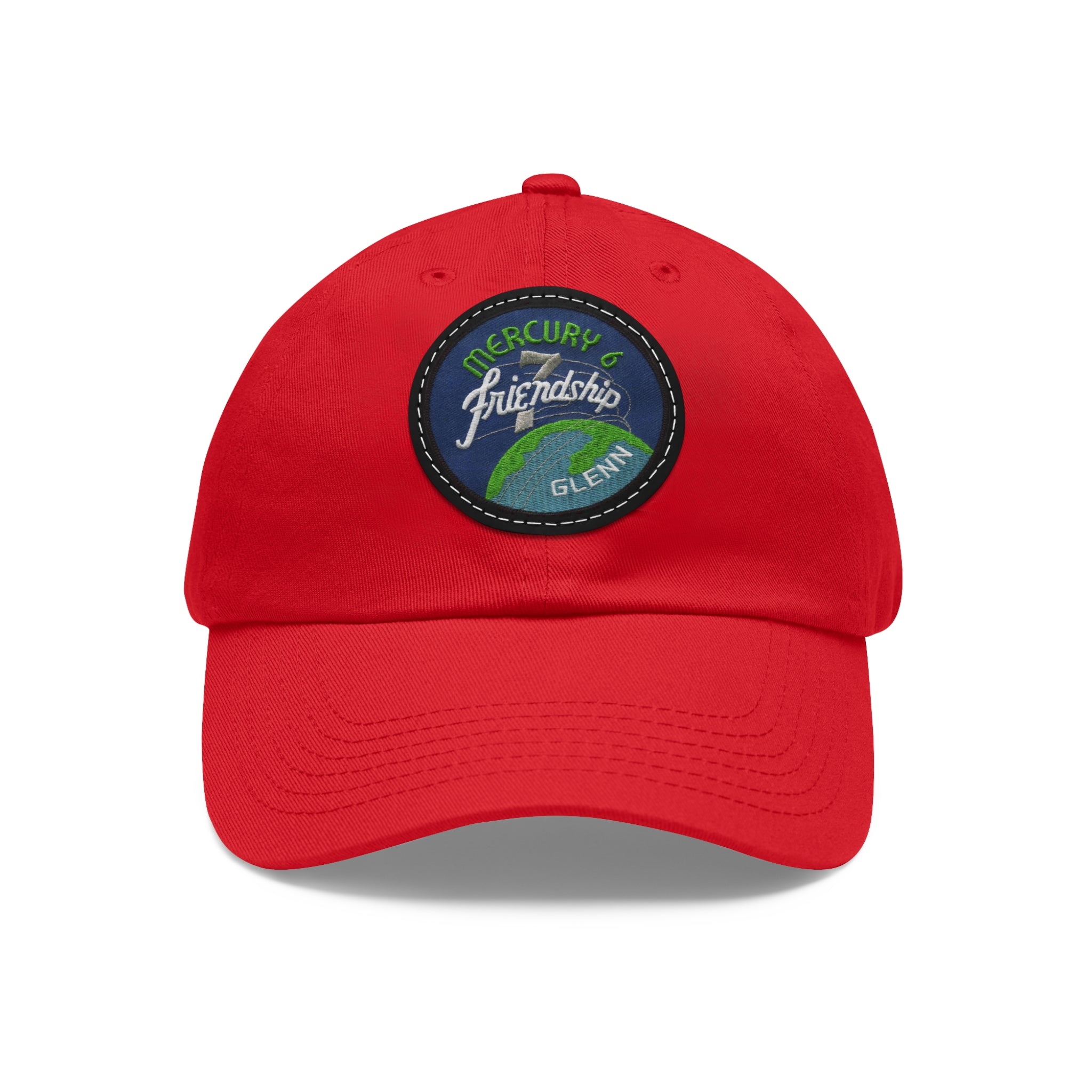 NASA - Mercury 6 - Friendship 7 Flight Patch - Dad Hat with Leather Patch (Round)