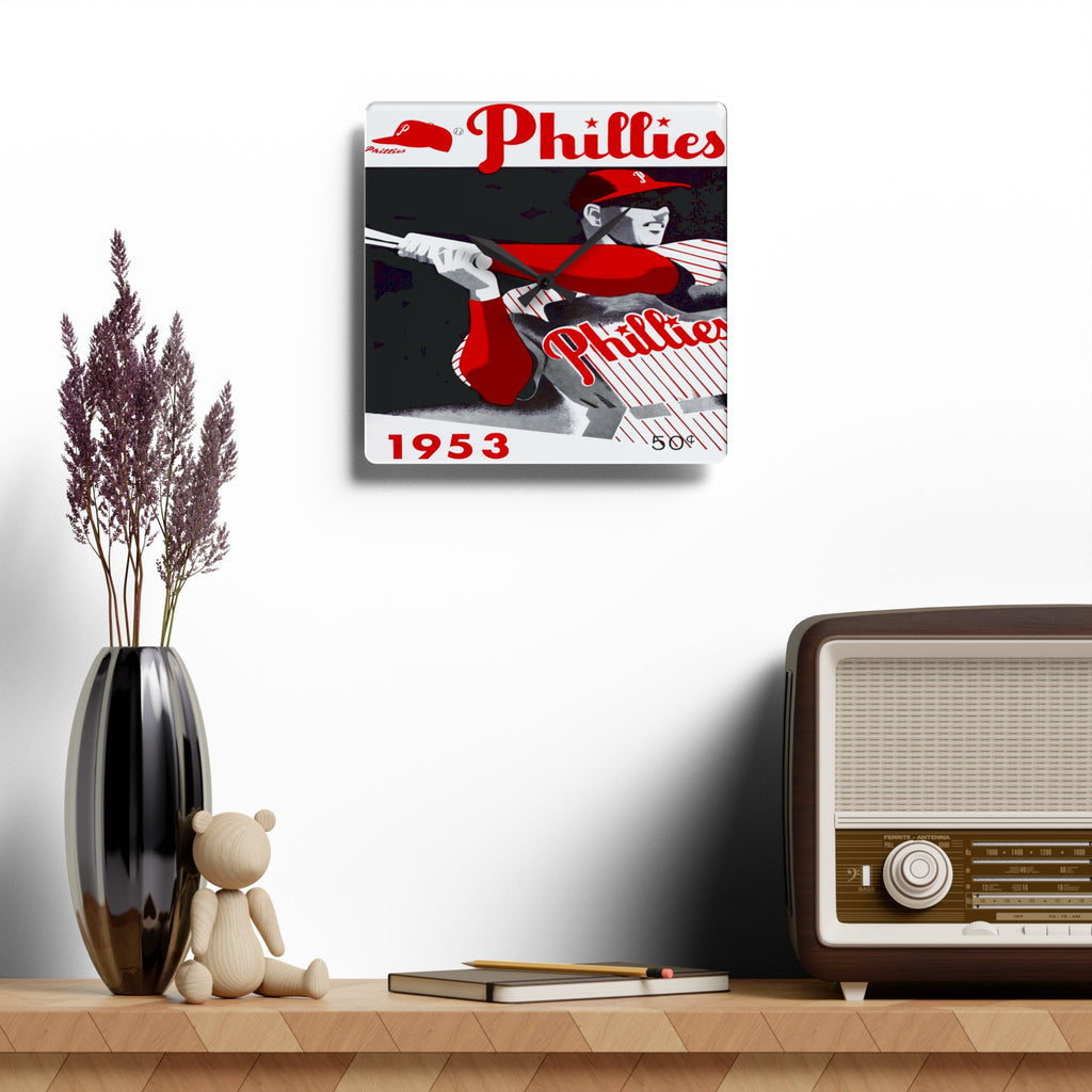 1953 Vintage Philadelphia Baseball Yearbook Cover - Acrylic Wall Clock