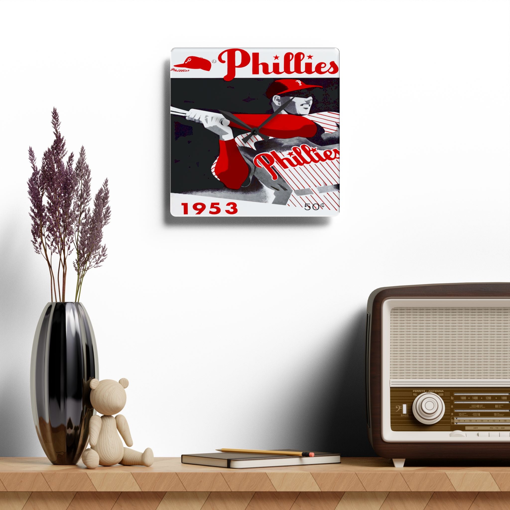 1953 Vintage Philadelphia Baseball Yearbook Cover - Acrylic Wall Clock