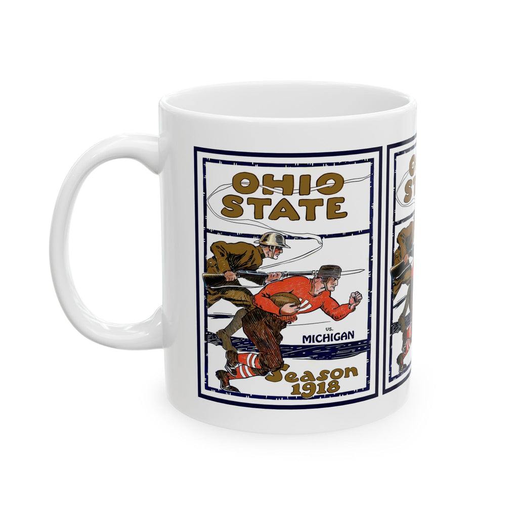 College Football Ceramic Mug, 1918 Ohio State Michigan Football, Sports Fan Gift, Football Fan Cup, Unique Pottery Mug, Game Day Drinkware