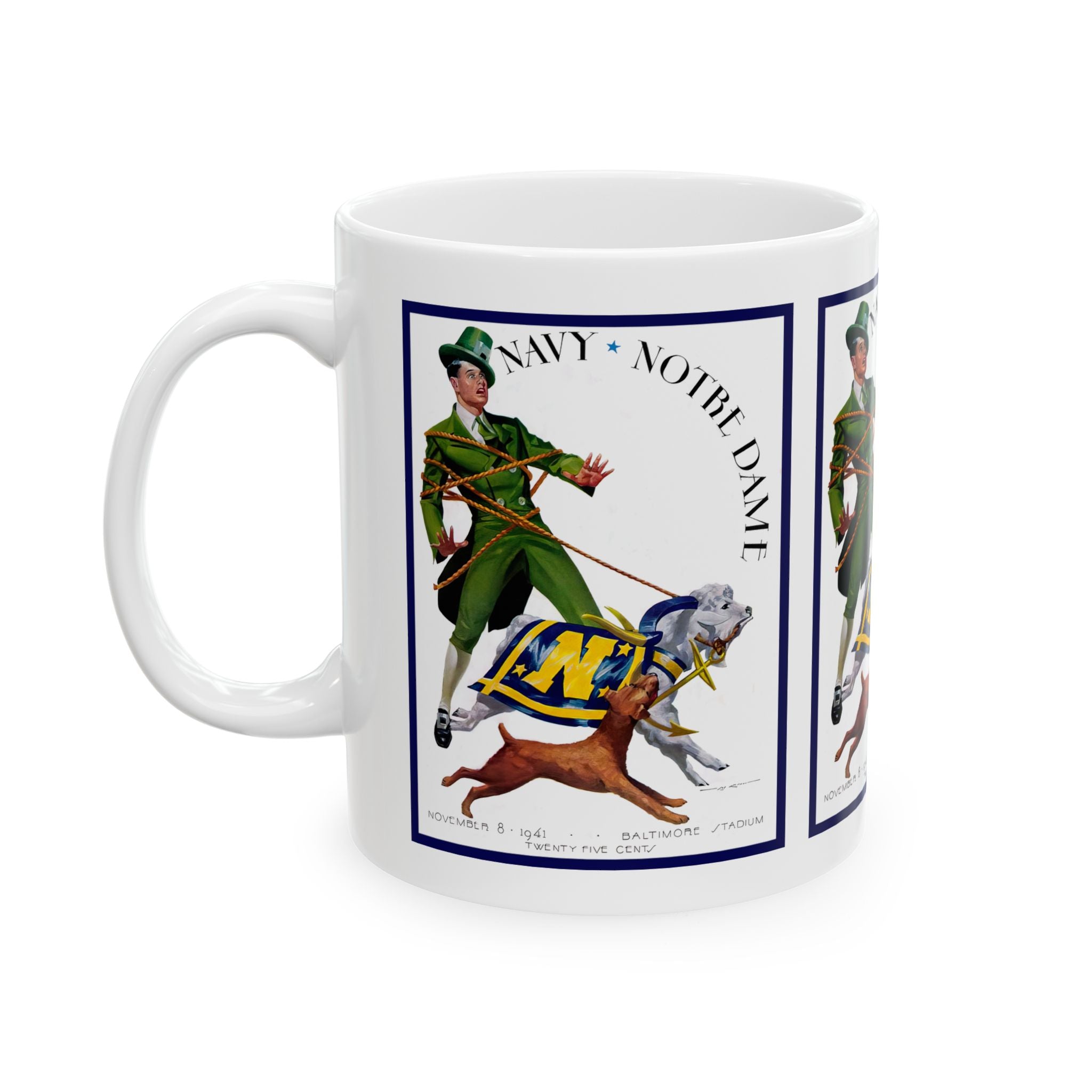 1941 Vintage Notre Dame - Navy Football Program Cover - Ceramic Mug, 11oz