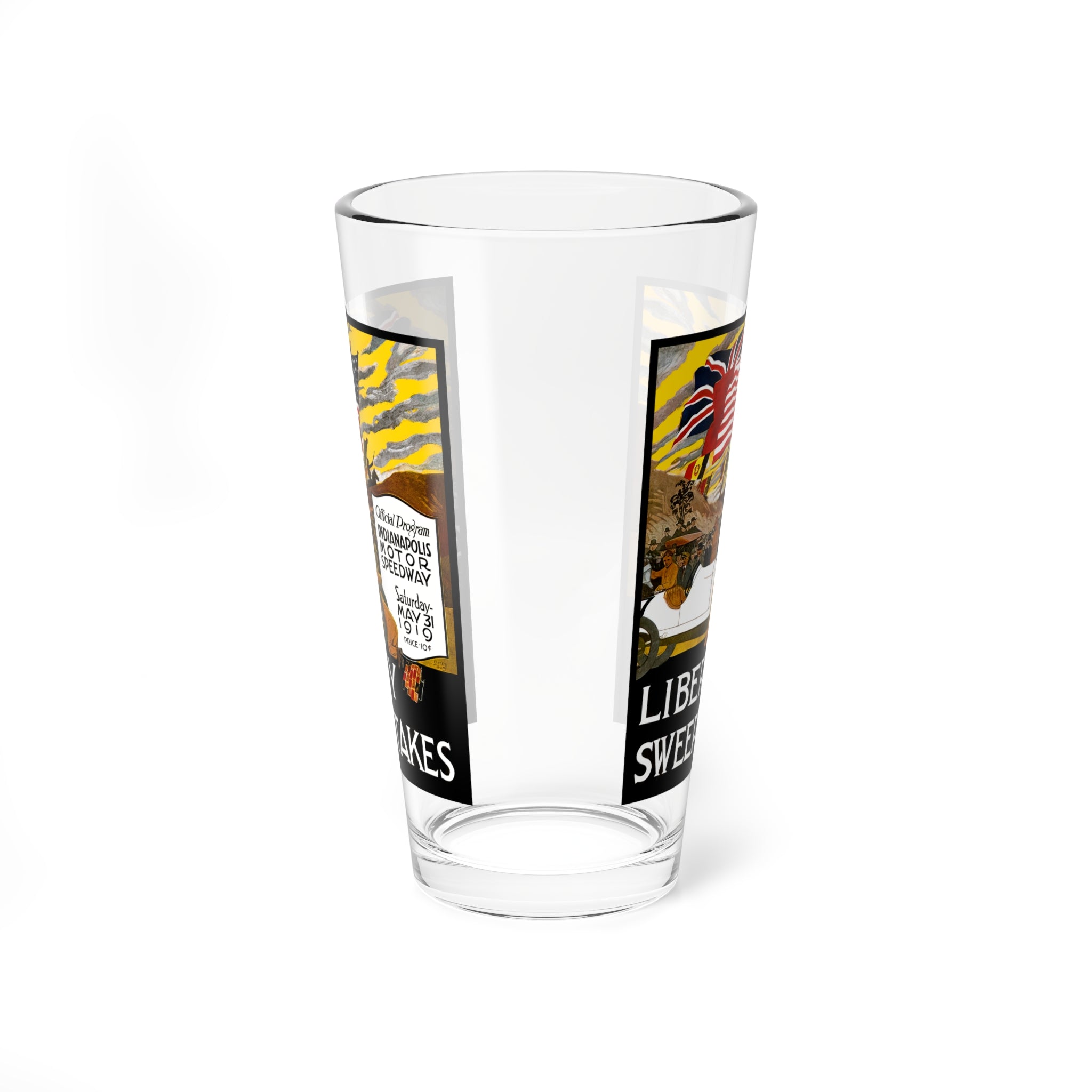 Mixing Glass, 16oz - 1919 Racing Indianapolis 500, Vintage Car Lover Gift, Cocktail Glassware, Race Car Enthusiast Present, Car Show Party