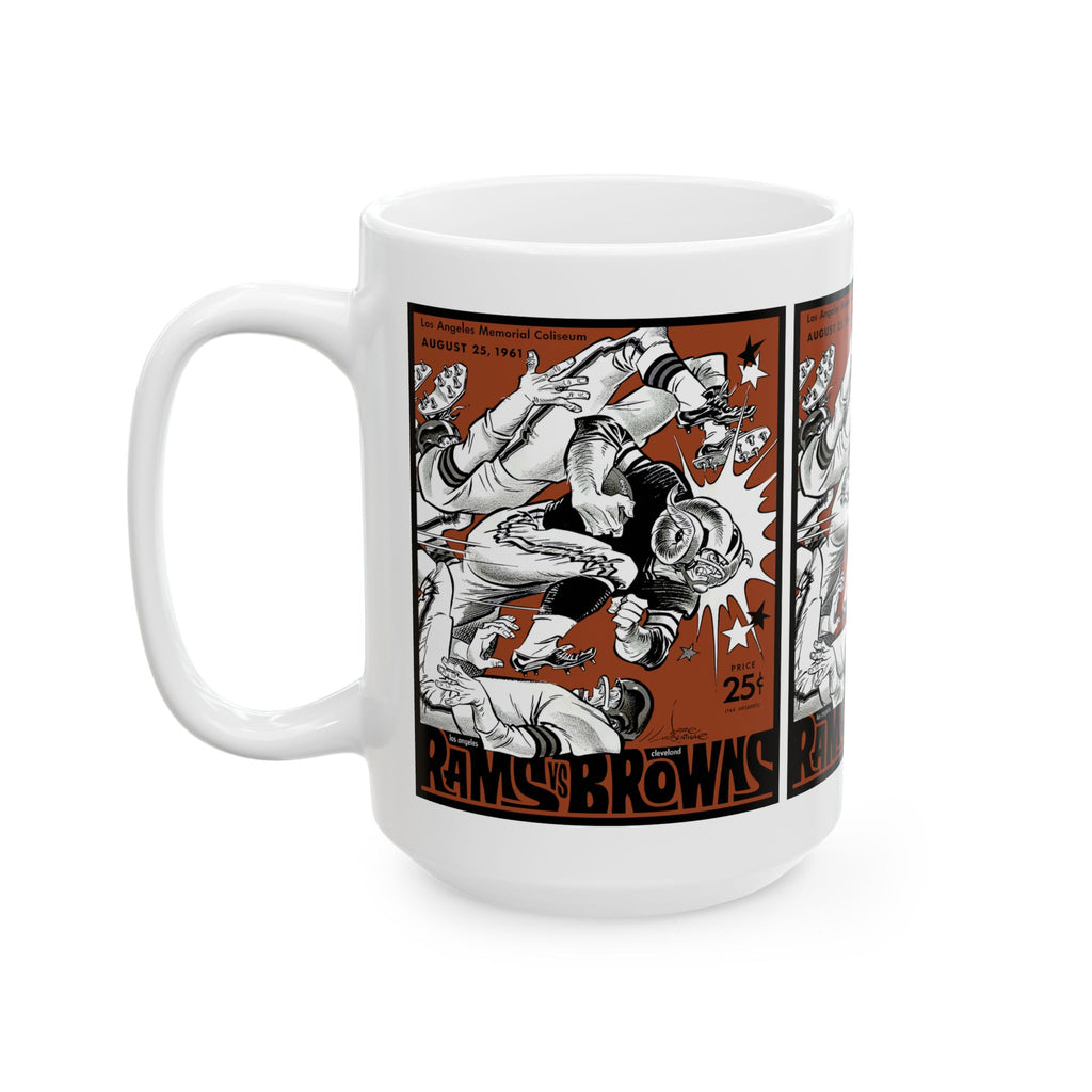 Vintage Football Poster Ceramic Mug — Rams vs Browns Retro Game Program Cover (11oz, 15oz)